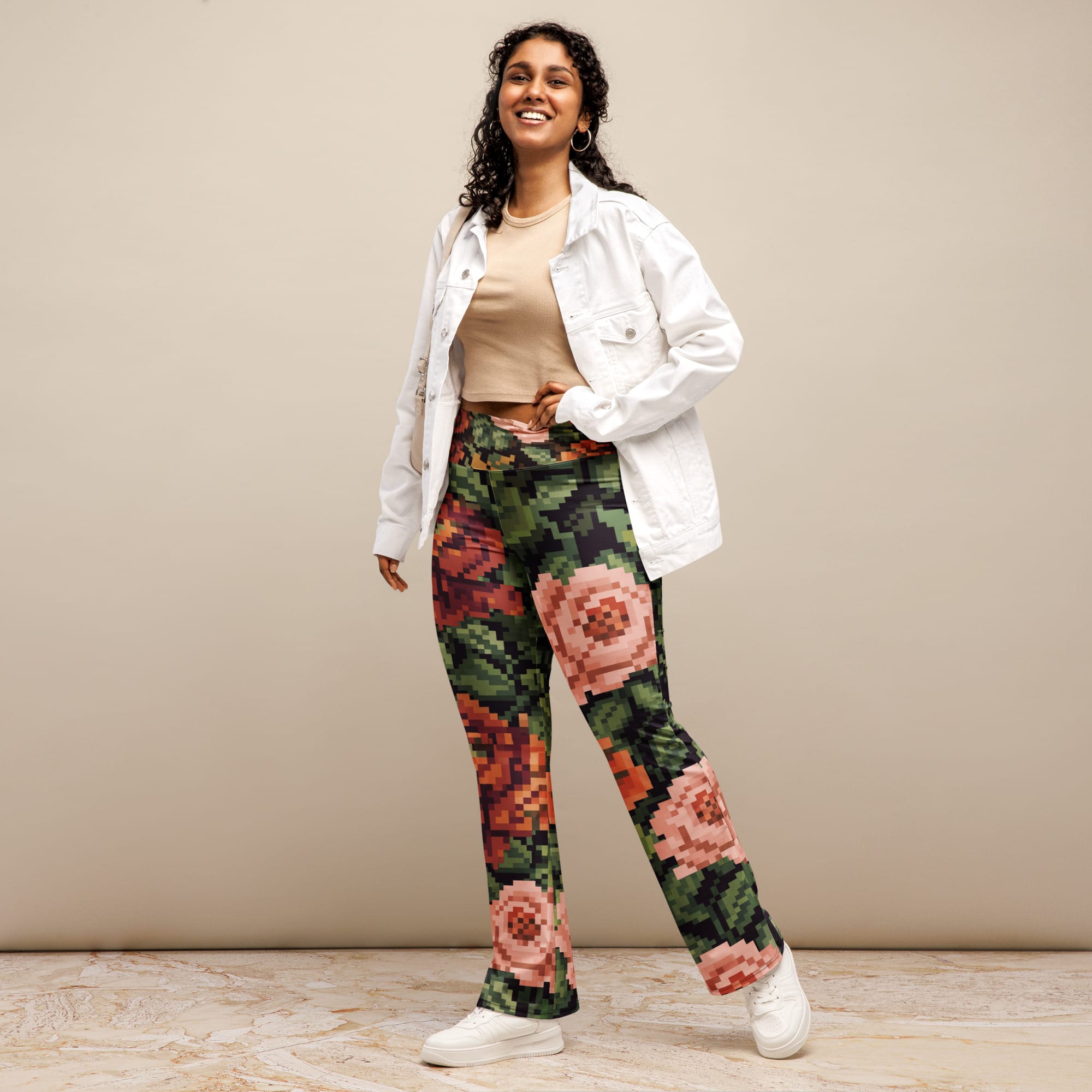 Pixel Floral Flare Leggings