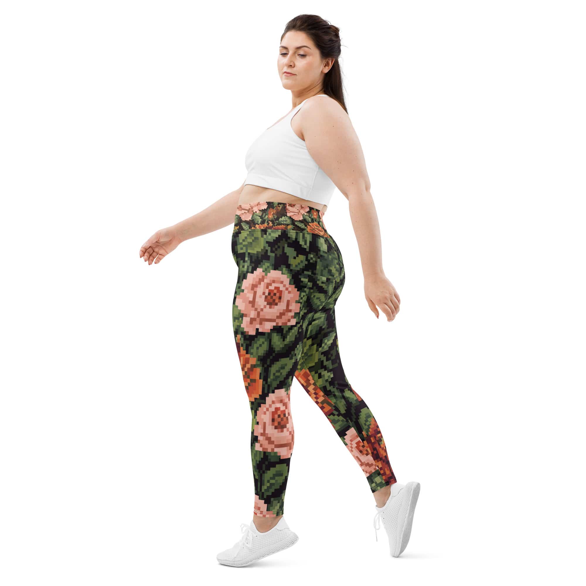 Pixel Floral Plus Size Leggings
