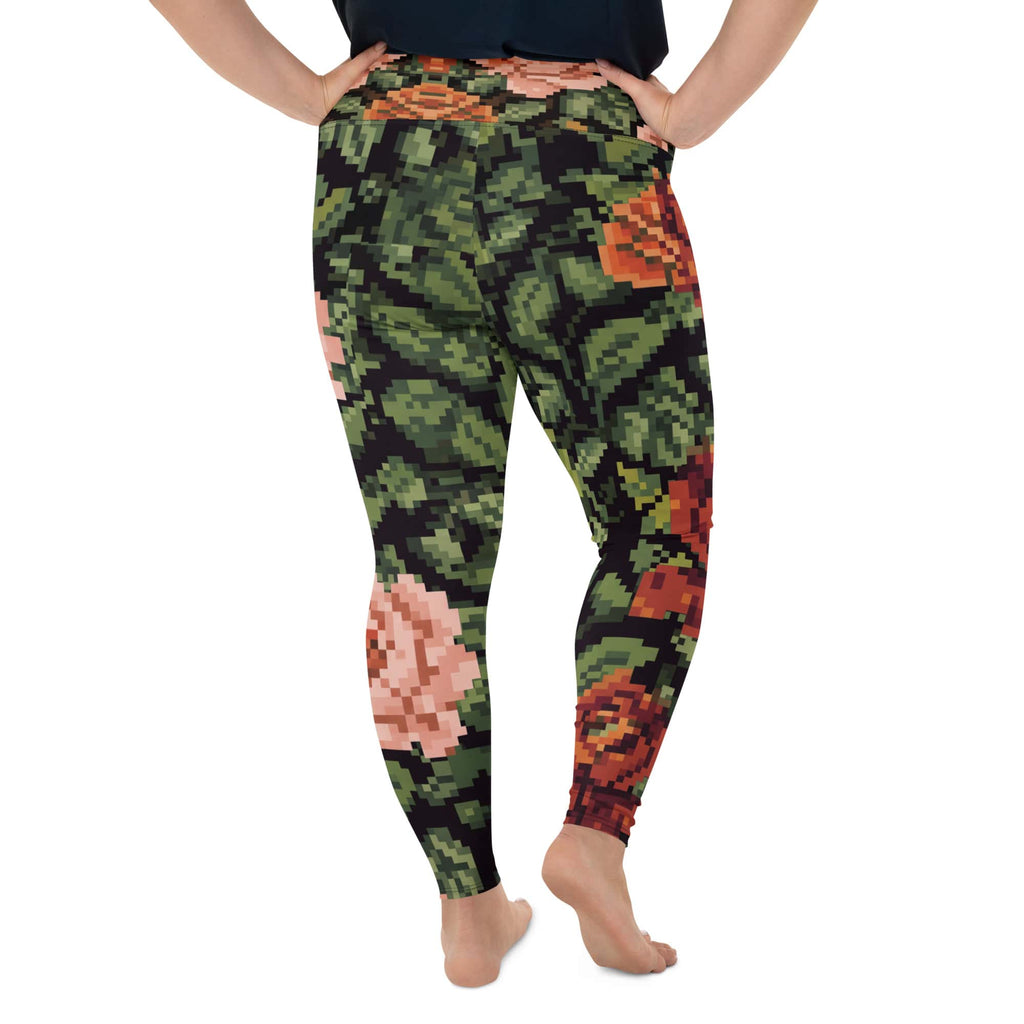 Pixel Floral Plus Size Leggings