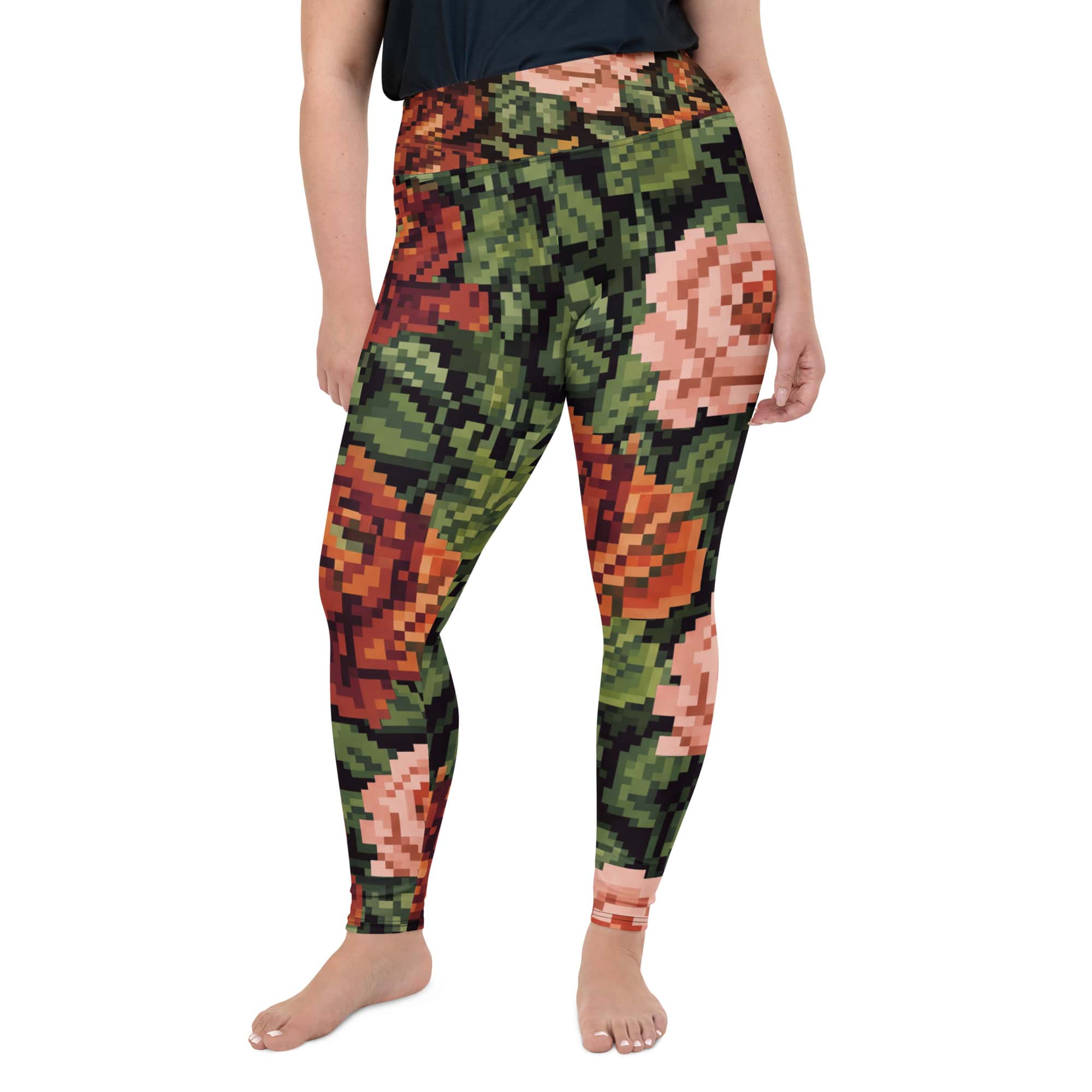 Pixel Floral Plus Size Leggings