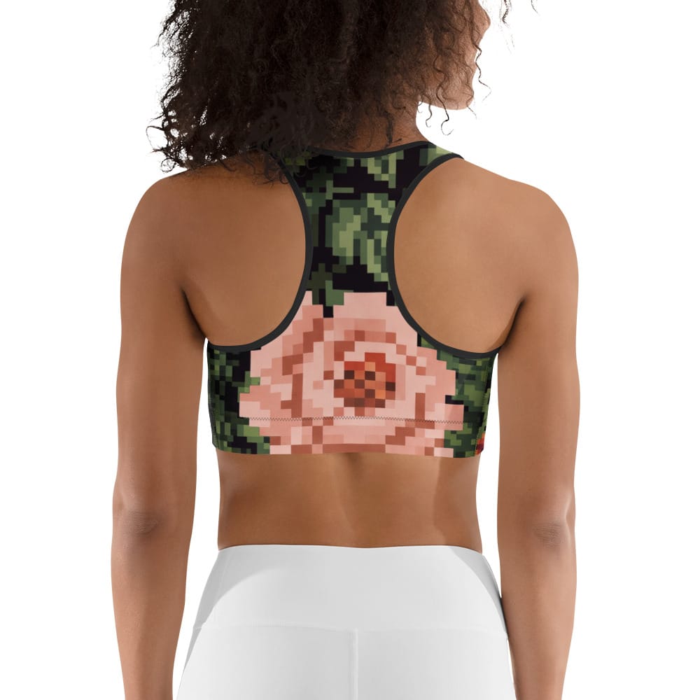 Pixel Floral Sports Bra