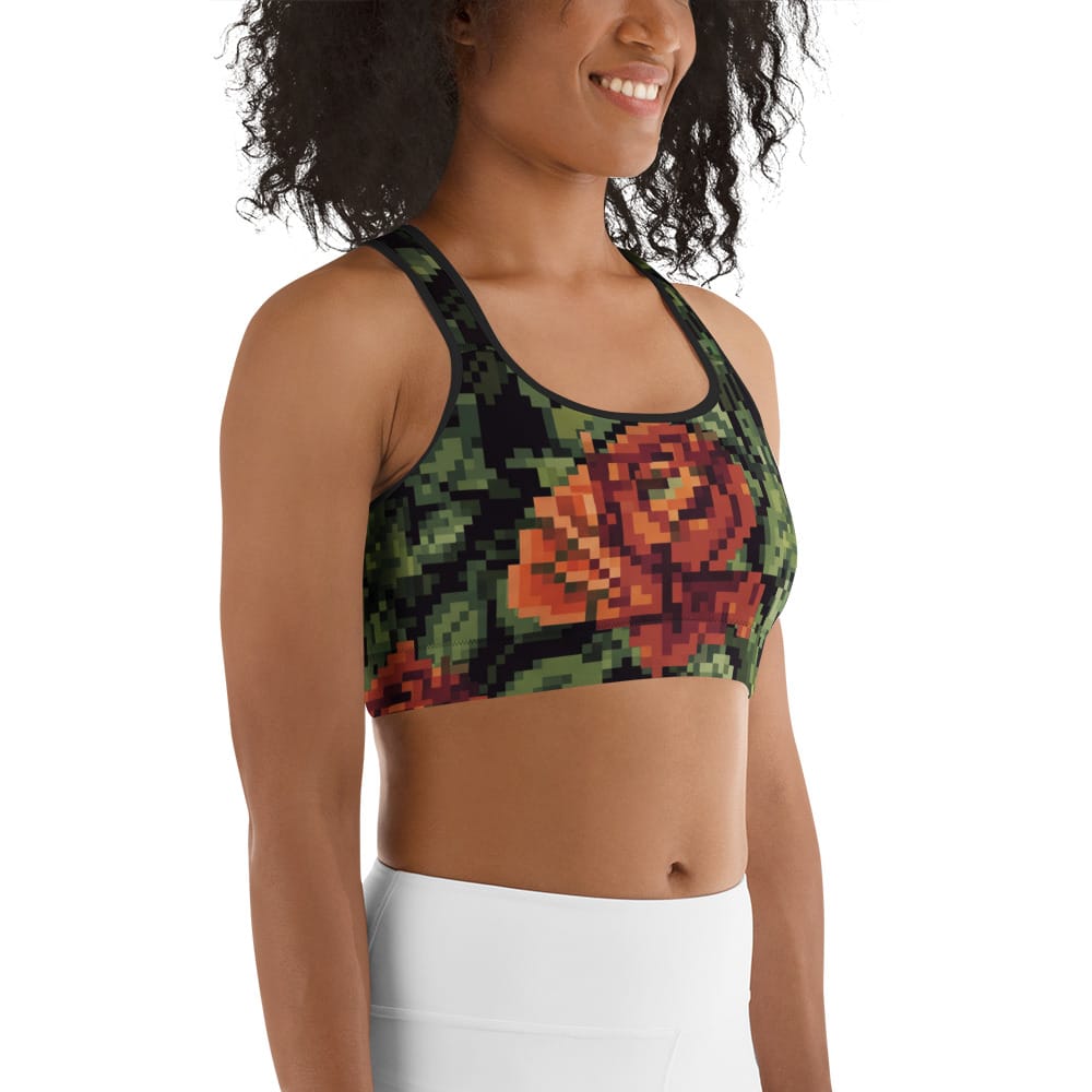 Pixel Floral Sports Bra
