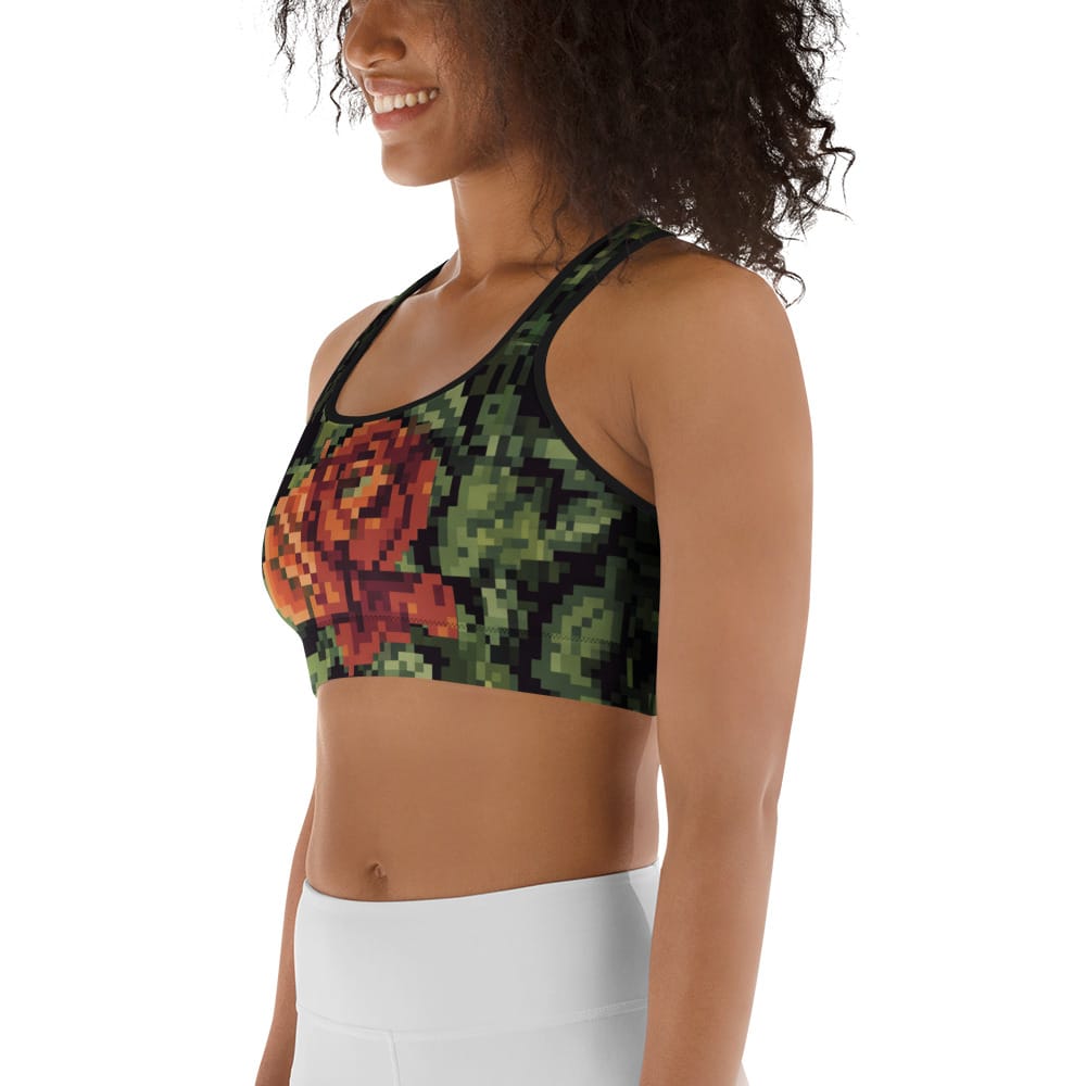 Pixel Floral Sports Bra