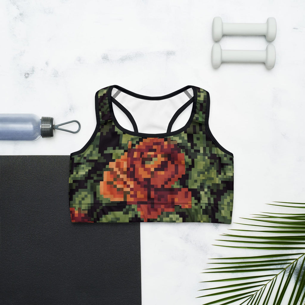 Pixel Floral Sports Bra