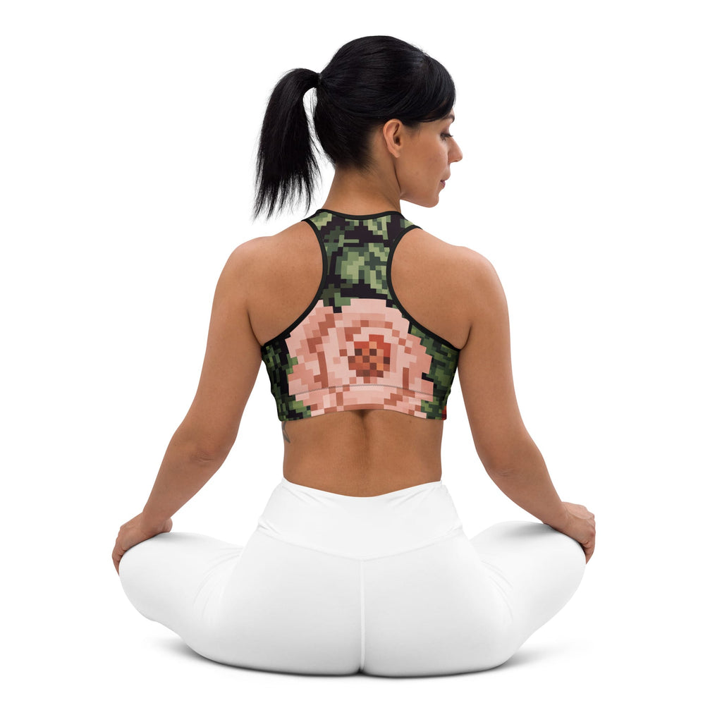 Pixel Floral Sports Bra