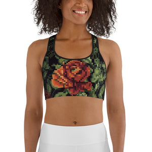 Pixel Floral Sports Bra