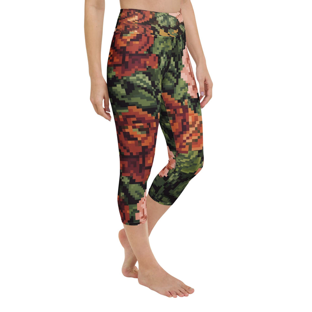 Pixel Floral Yoga Capris
