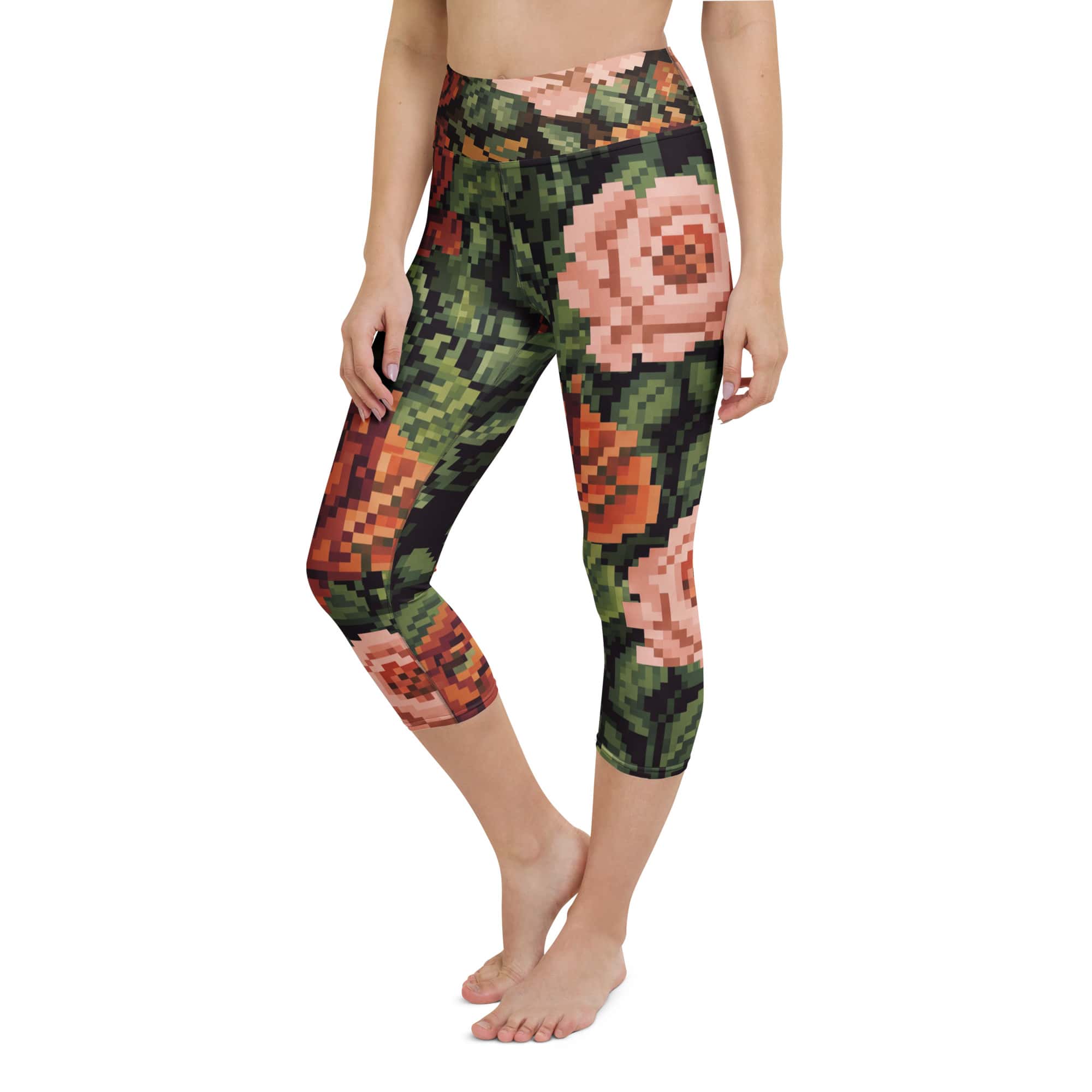 Pixel Floral Yoga Capris