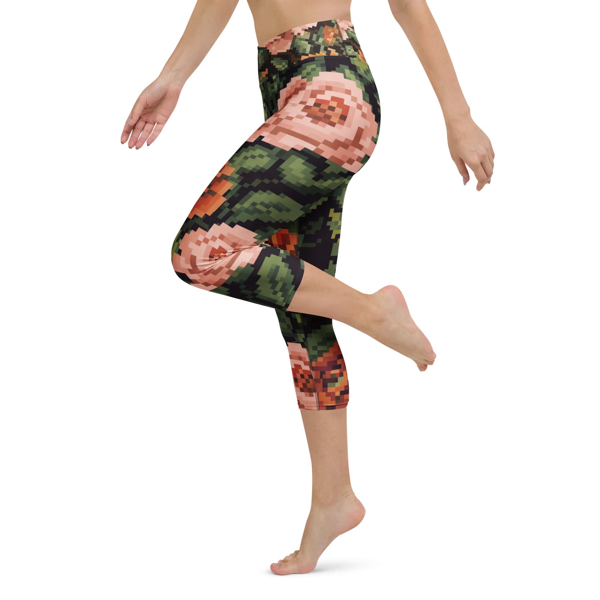 Pixel Floral Yoga Capris