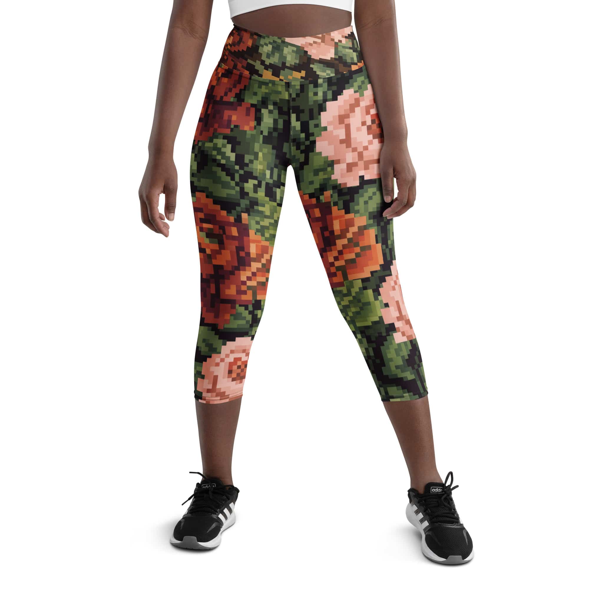 Pixel Floral Yoga Capris