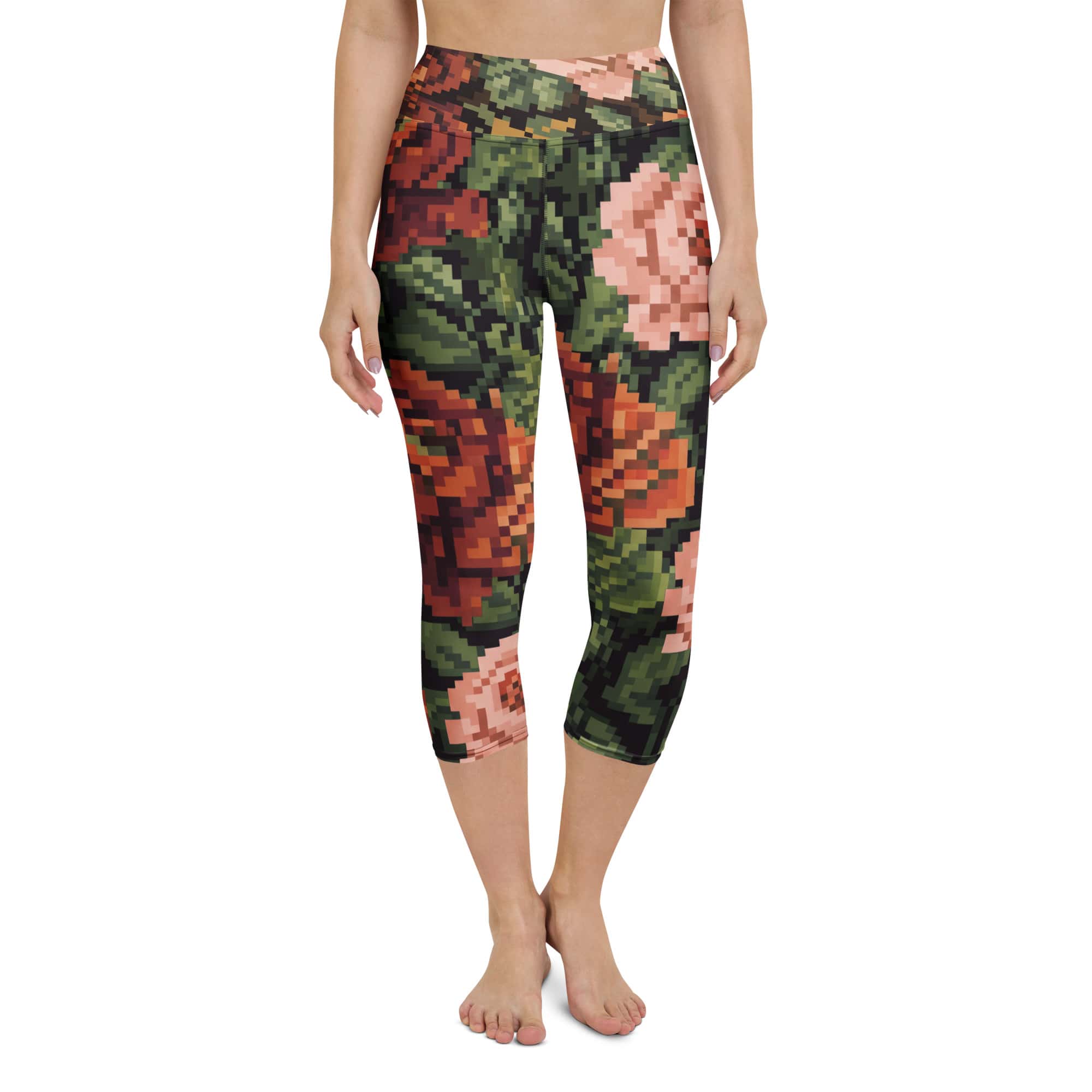 Pixel Floral Yoga Capris