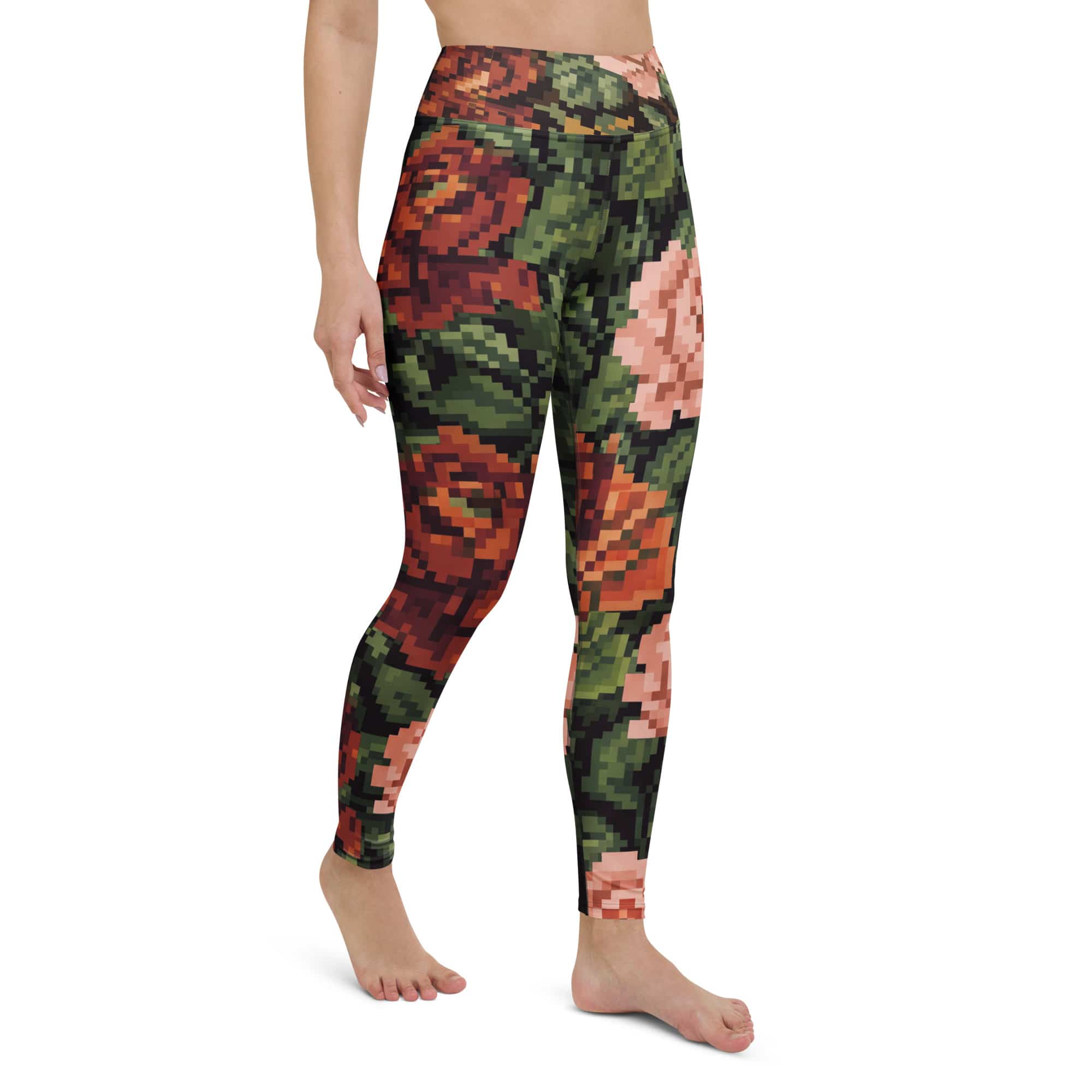 Pixel Floral Yoga Leggings