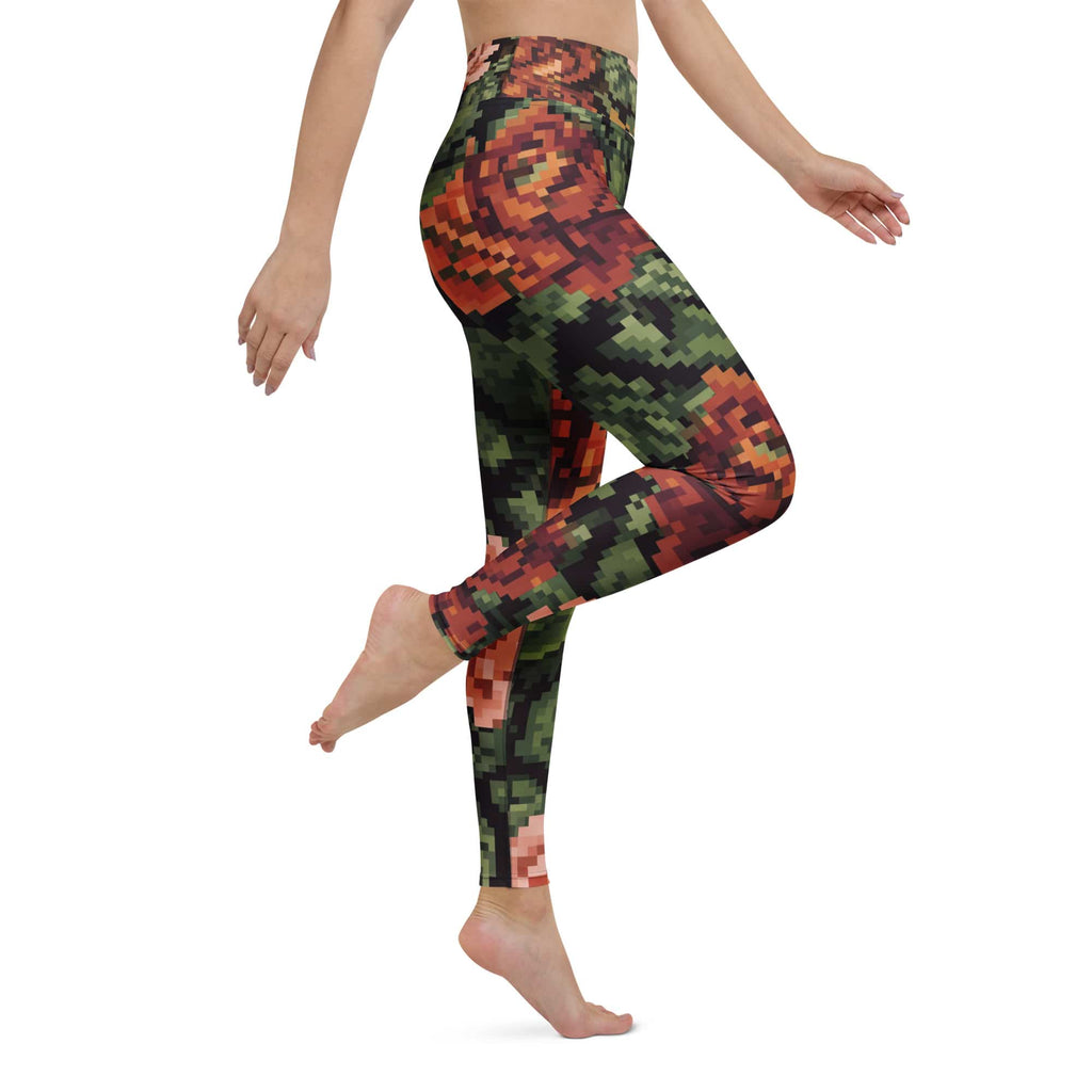 Pixel Floral Yoga Leggings
