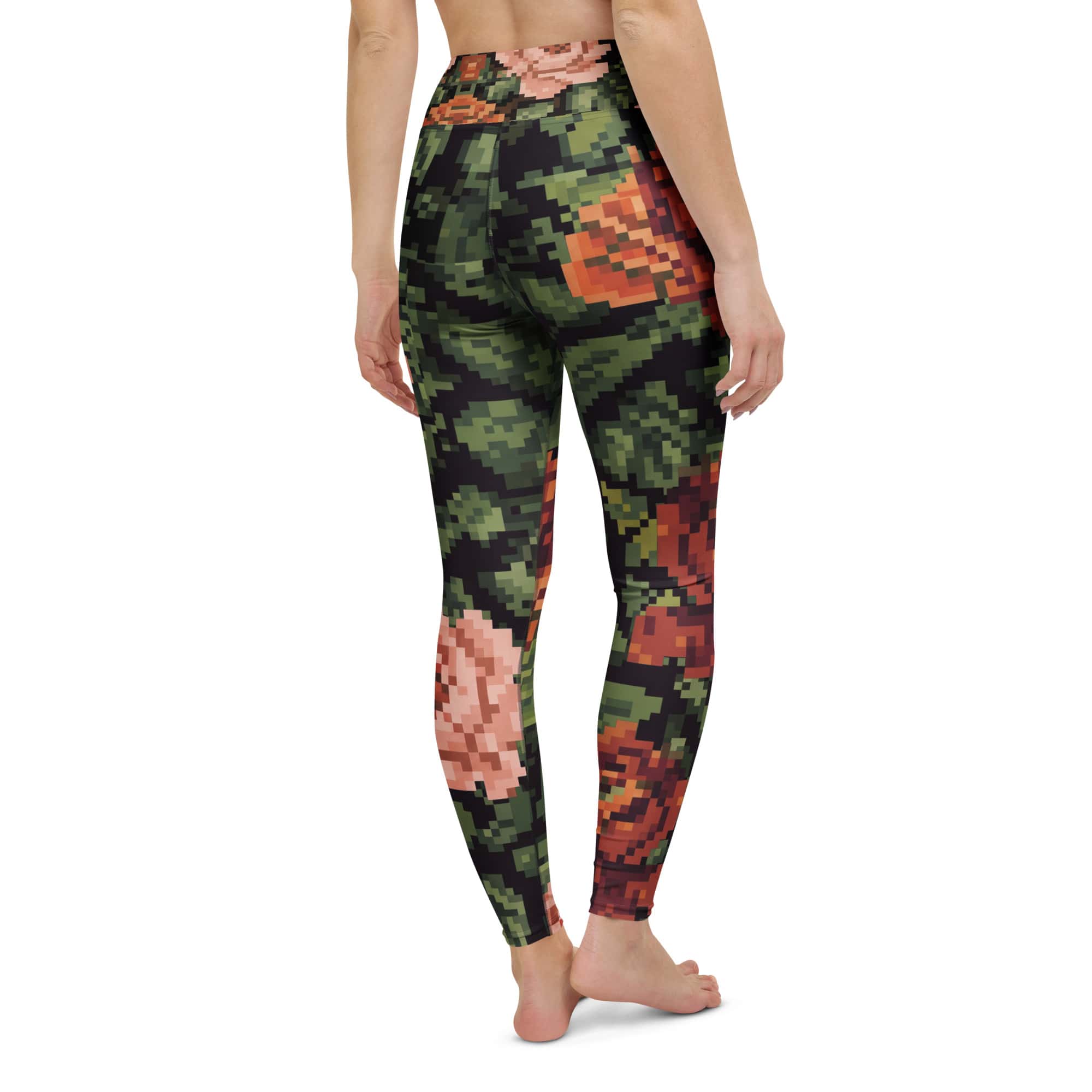 Pixel Floral Yoga Leggings