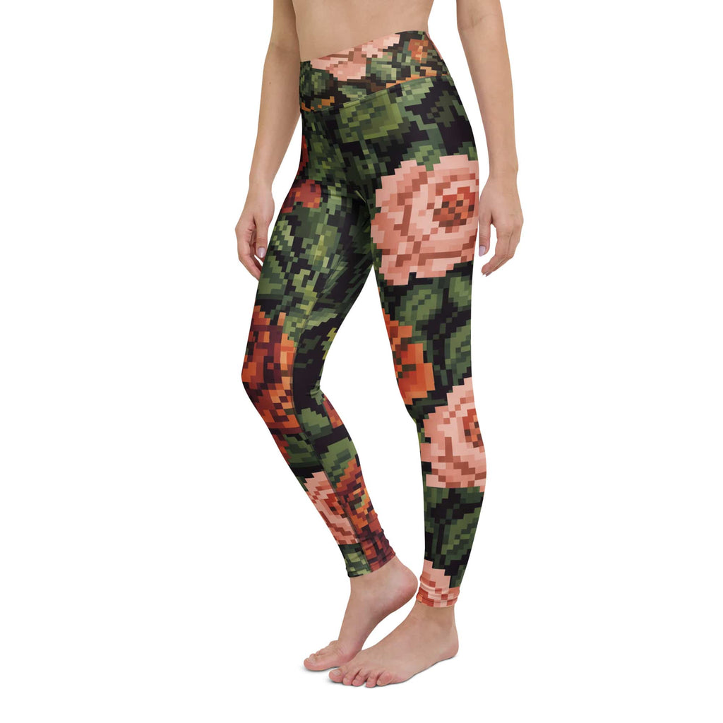 Pixel Floral Yoga Leggings