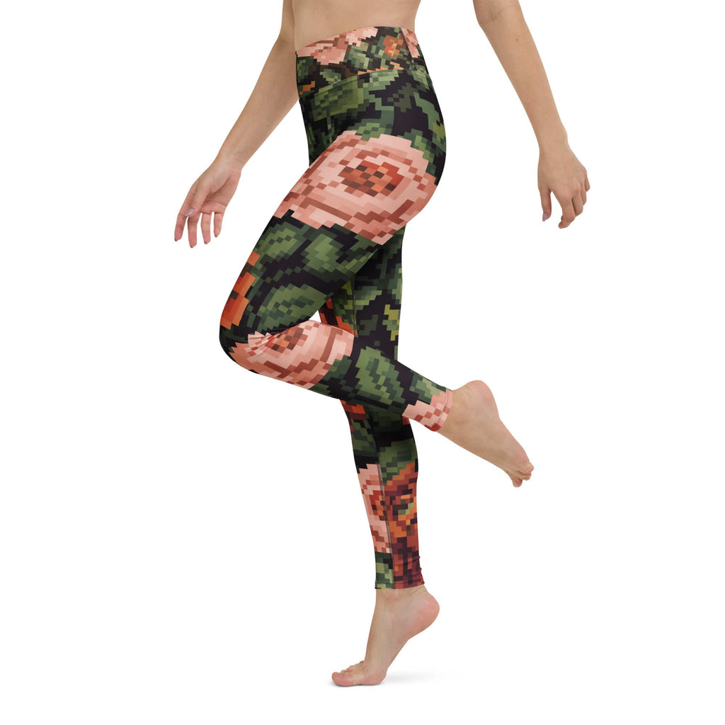 Pixel Floral Yoga Leggings