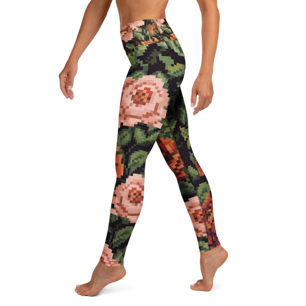 Pixel Floral Yoga Leggings