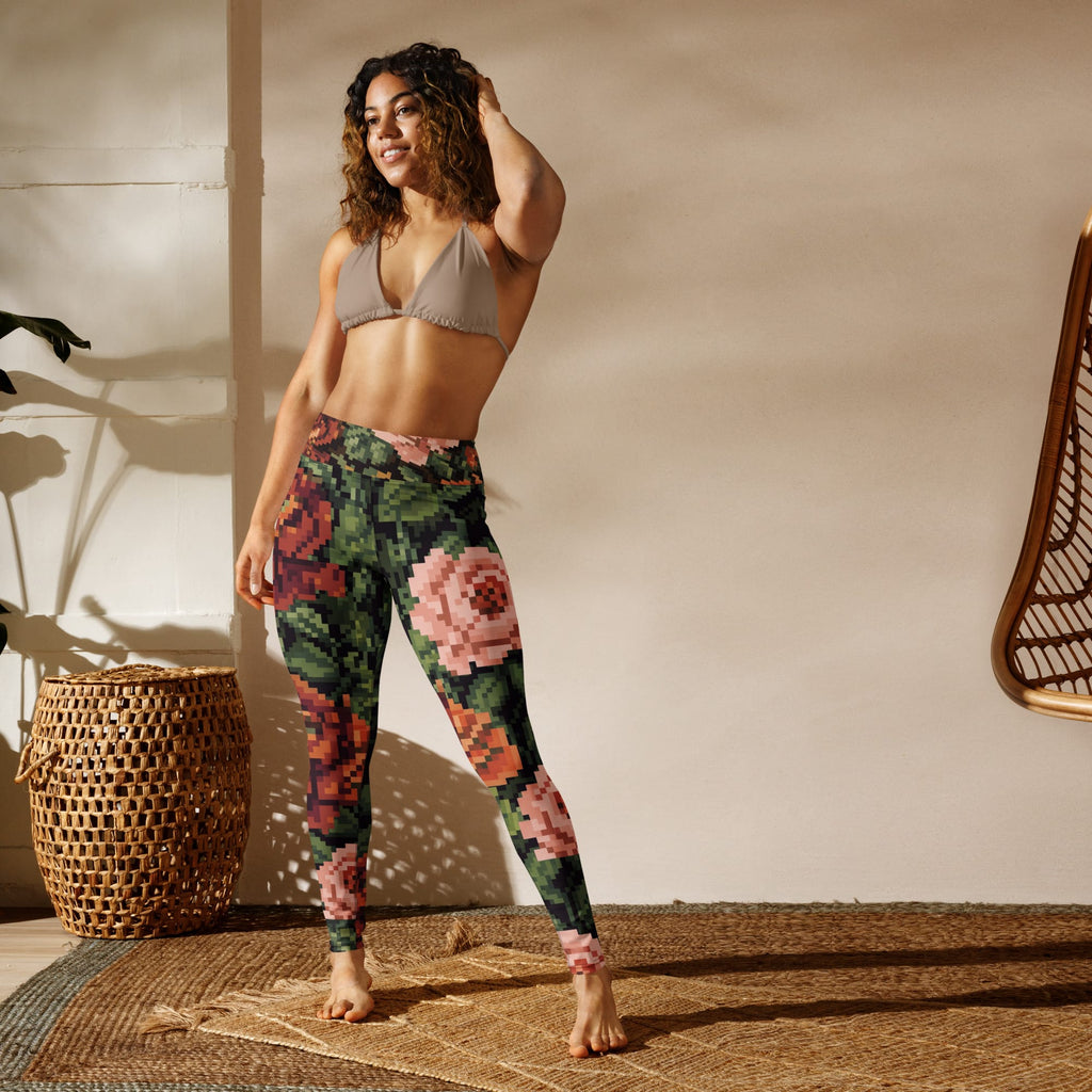 Pixel Floral Yoga Leggings