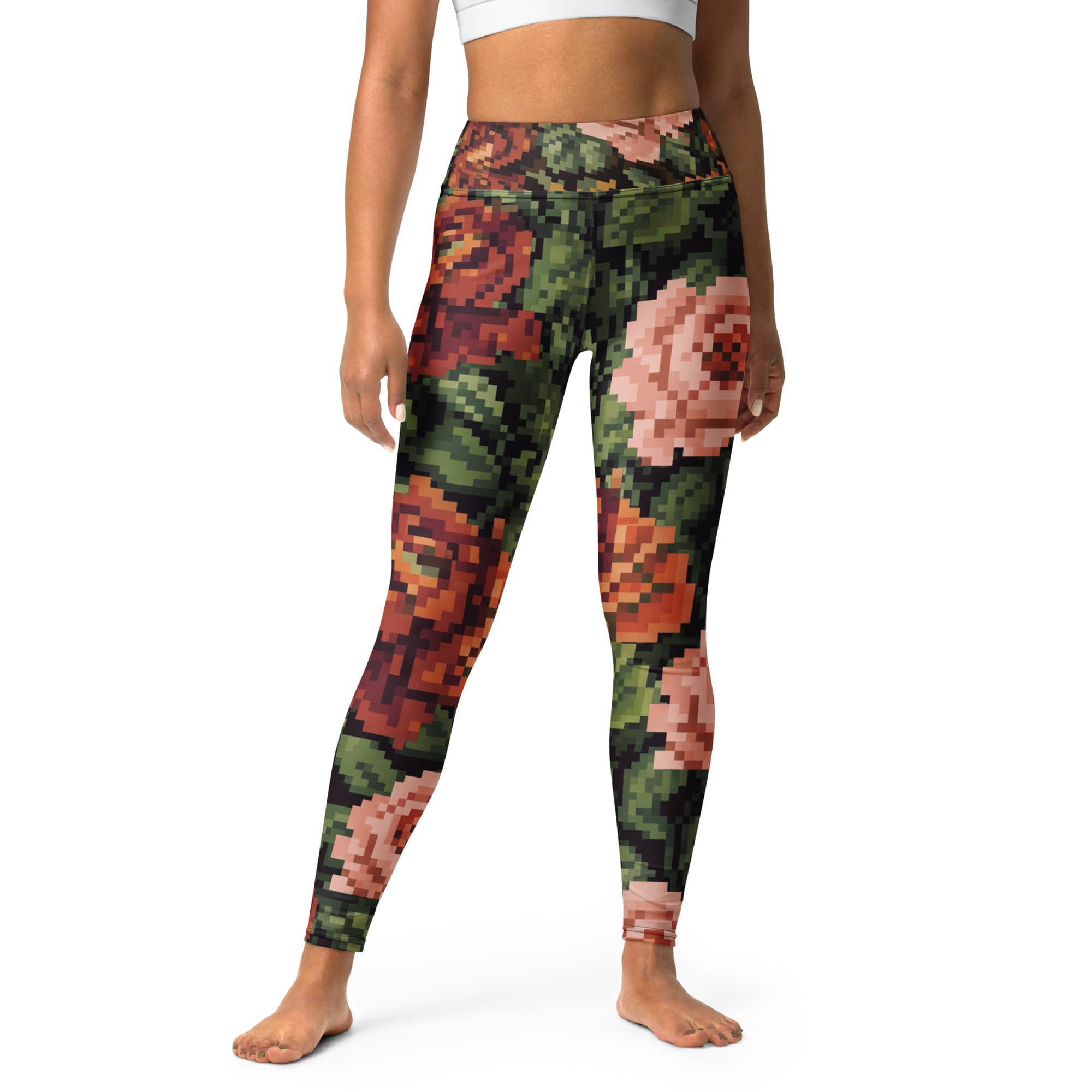 Pixel Floral Yoga Leggings