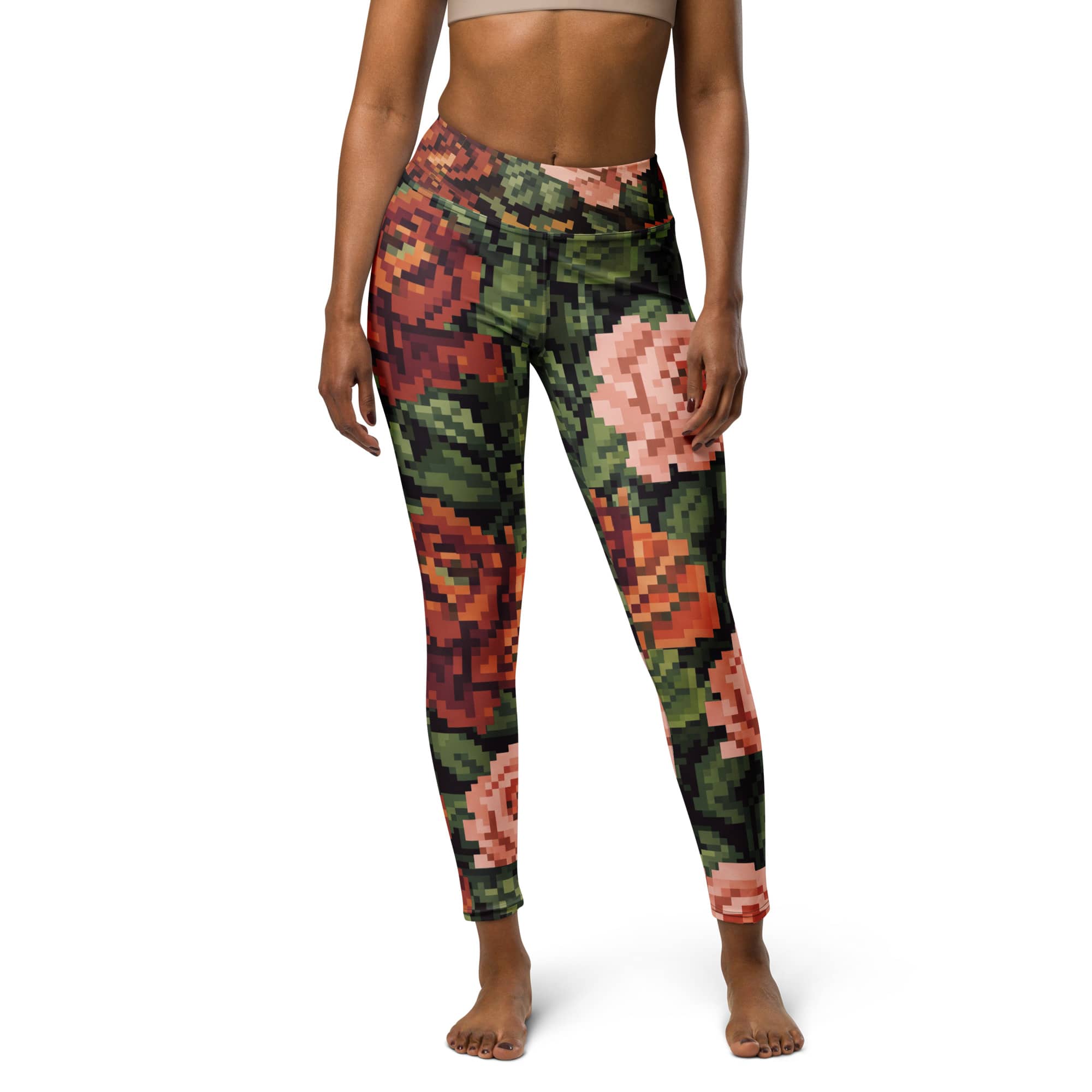 Pixel Floral Yoga Leggings