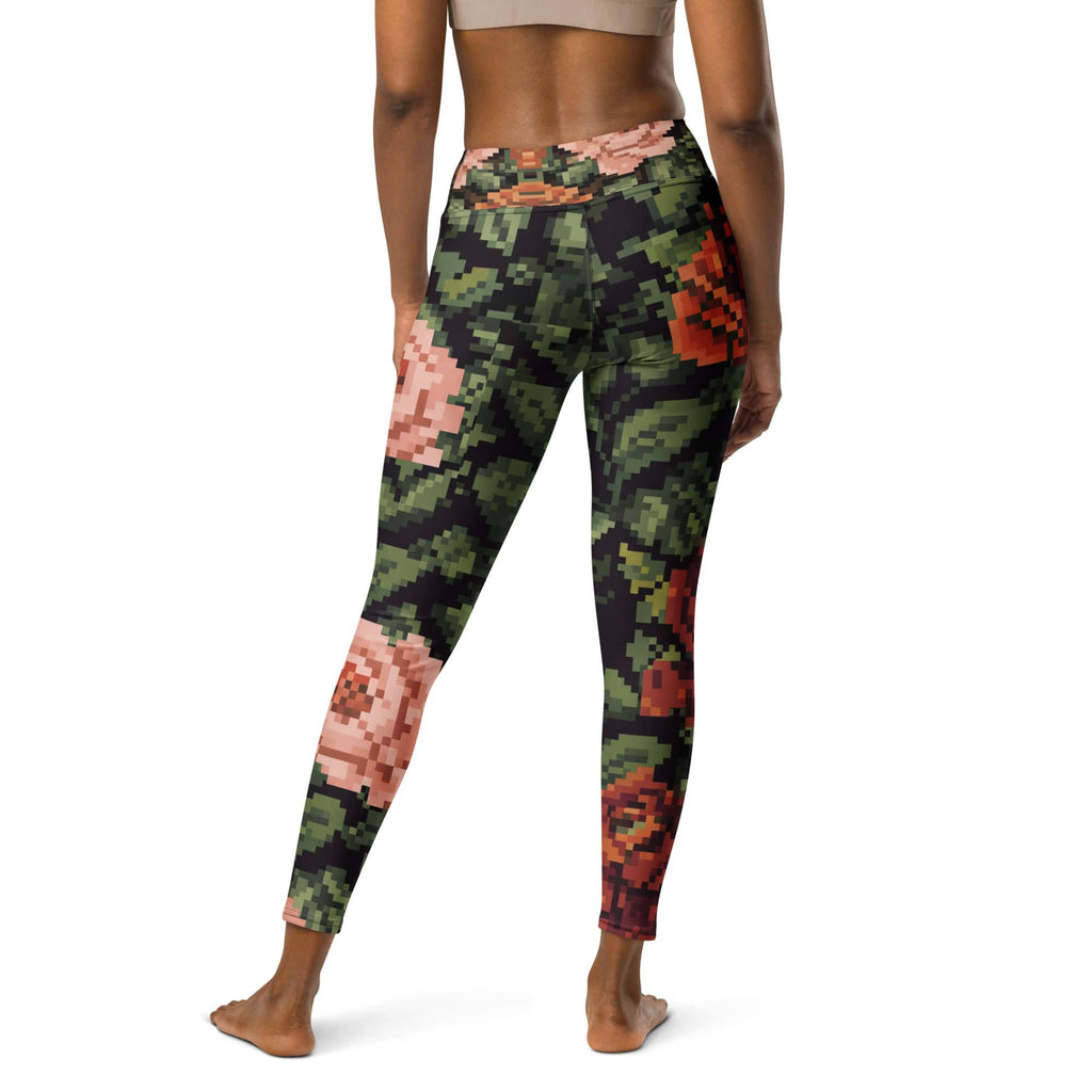 Pixel Floral Yoga Leggings