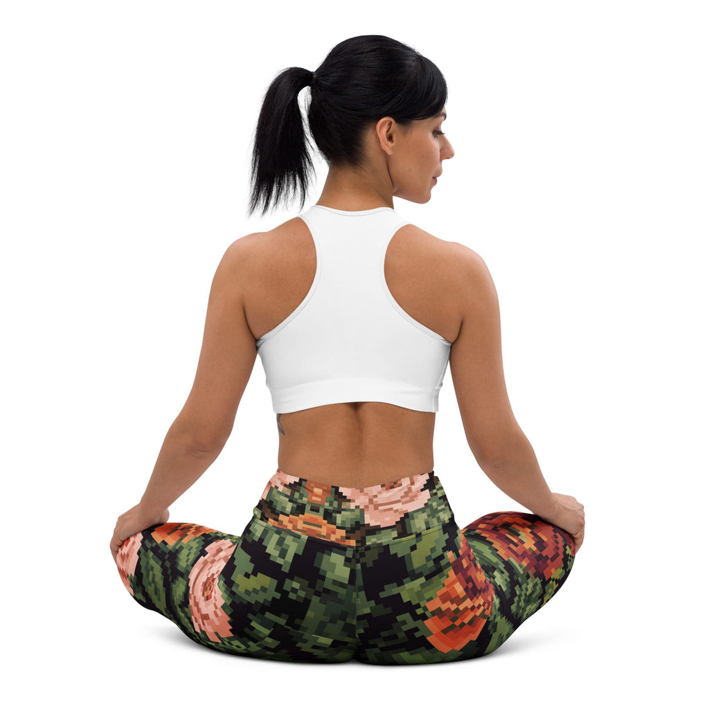 Pixel Floral Yoga Leggings
