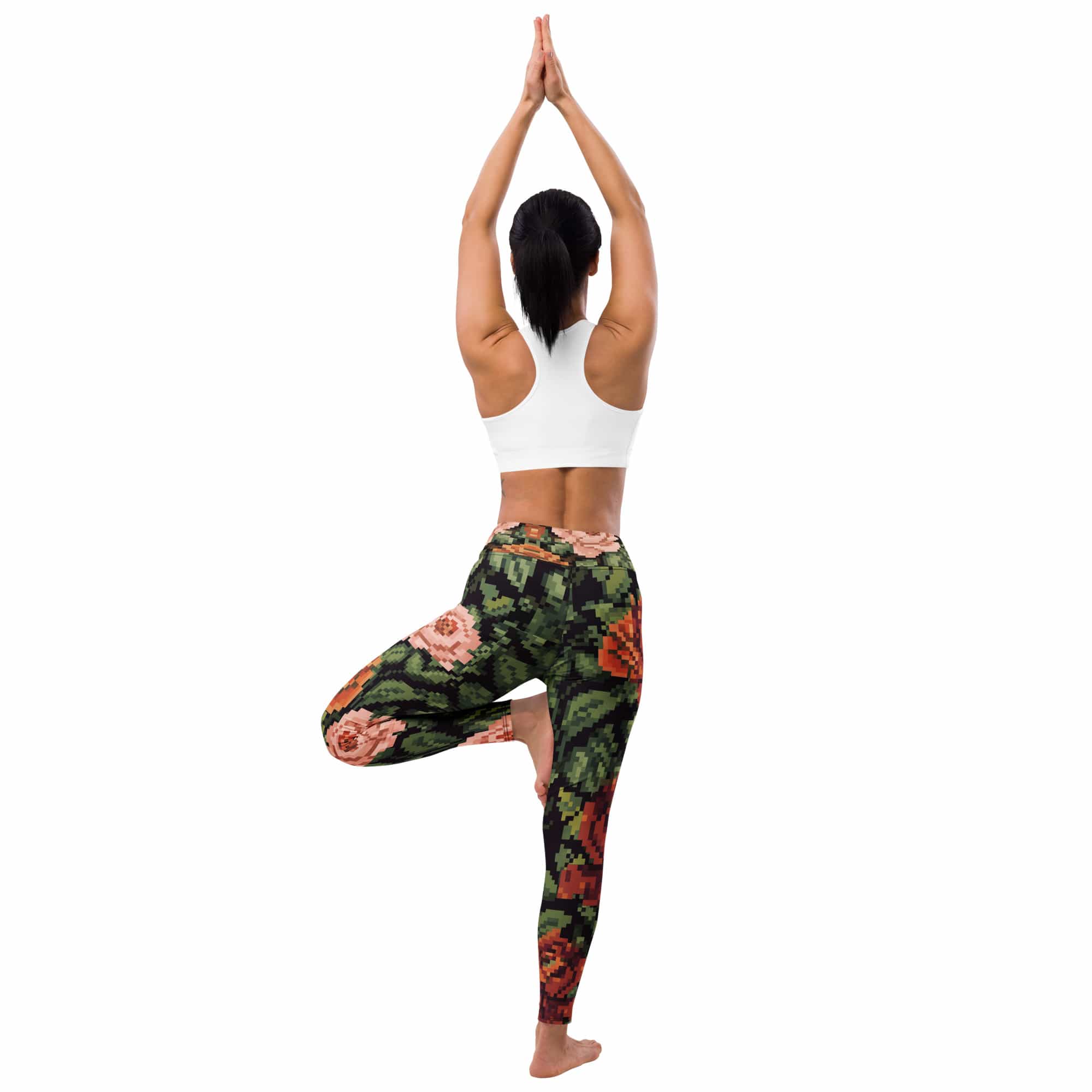 Pixel Floral Yoga Leggings