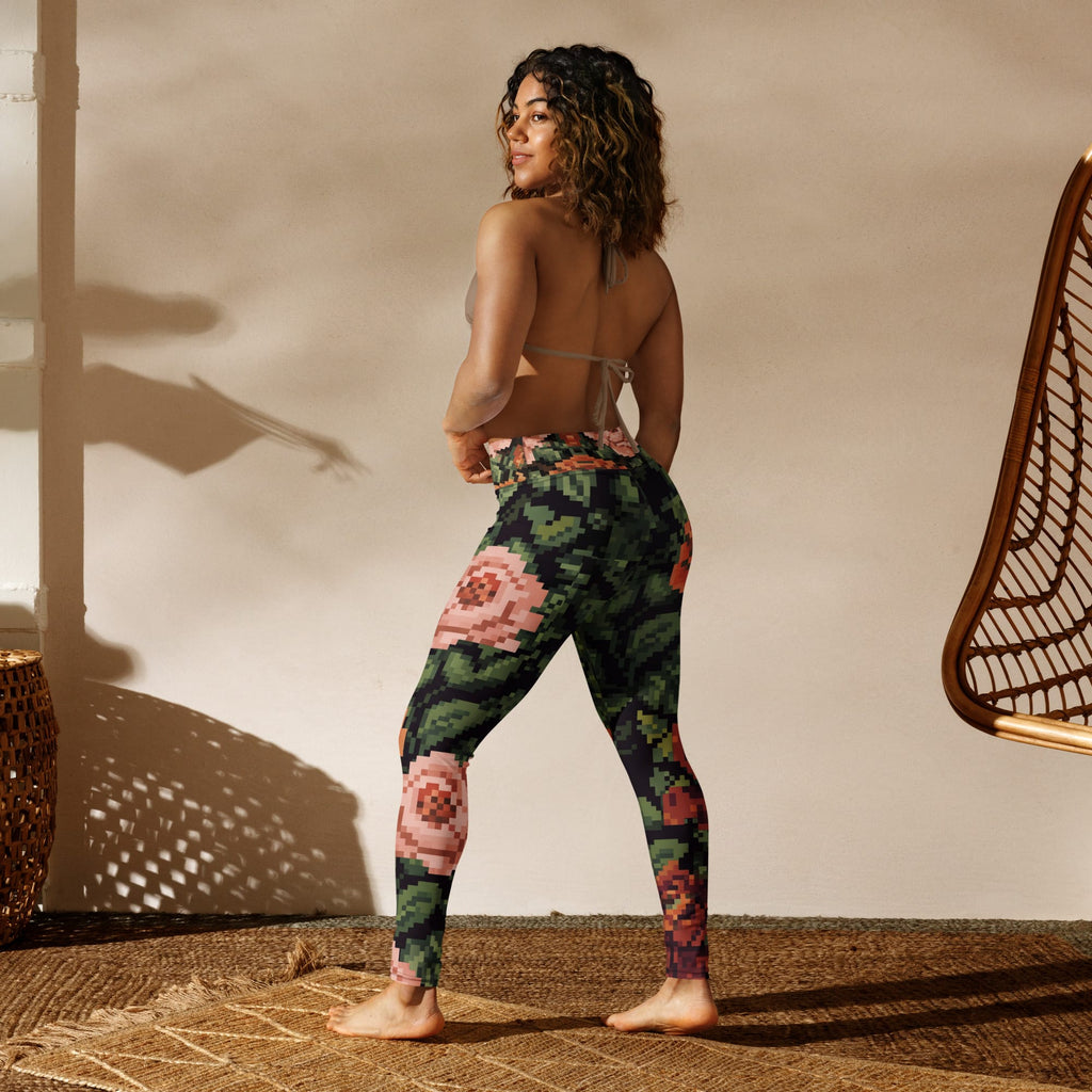 Pixel Floral Yoga Leggings