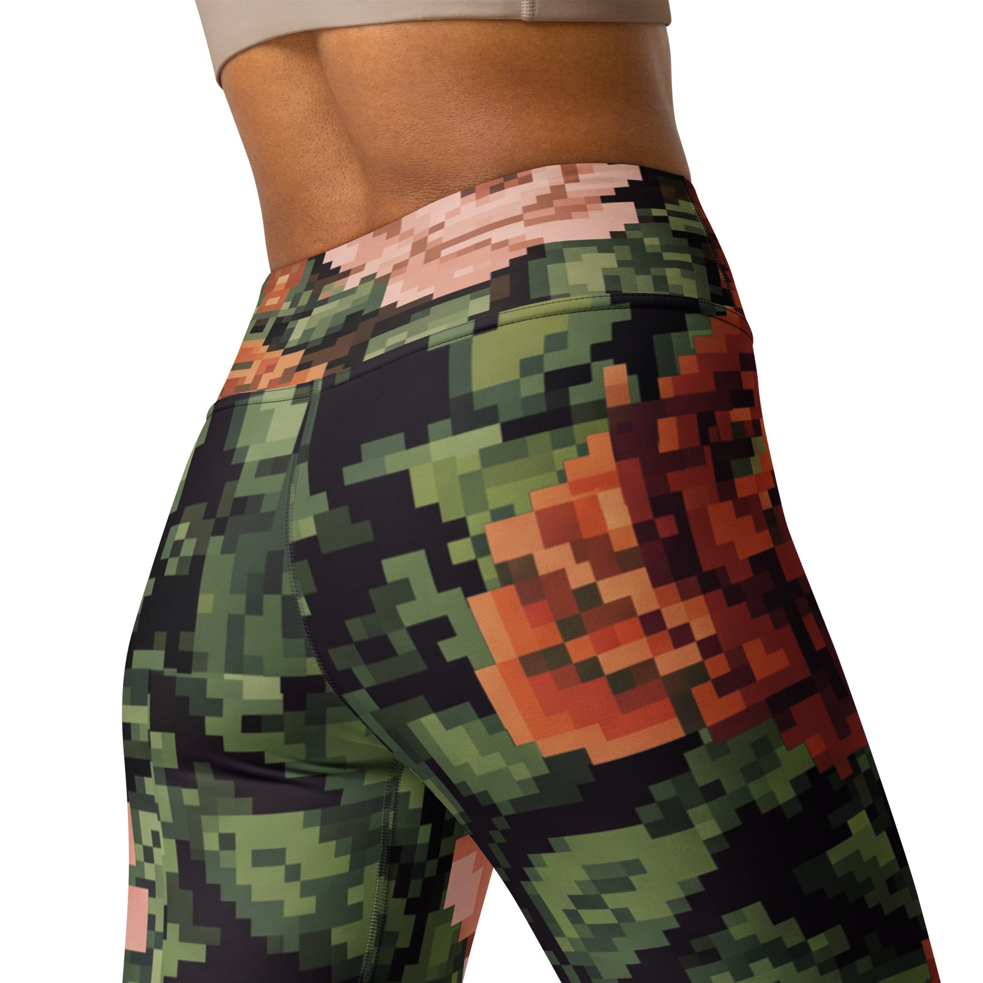 Pixel Floral Yoga Leggings
