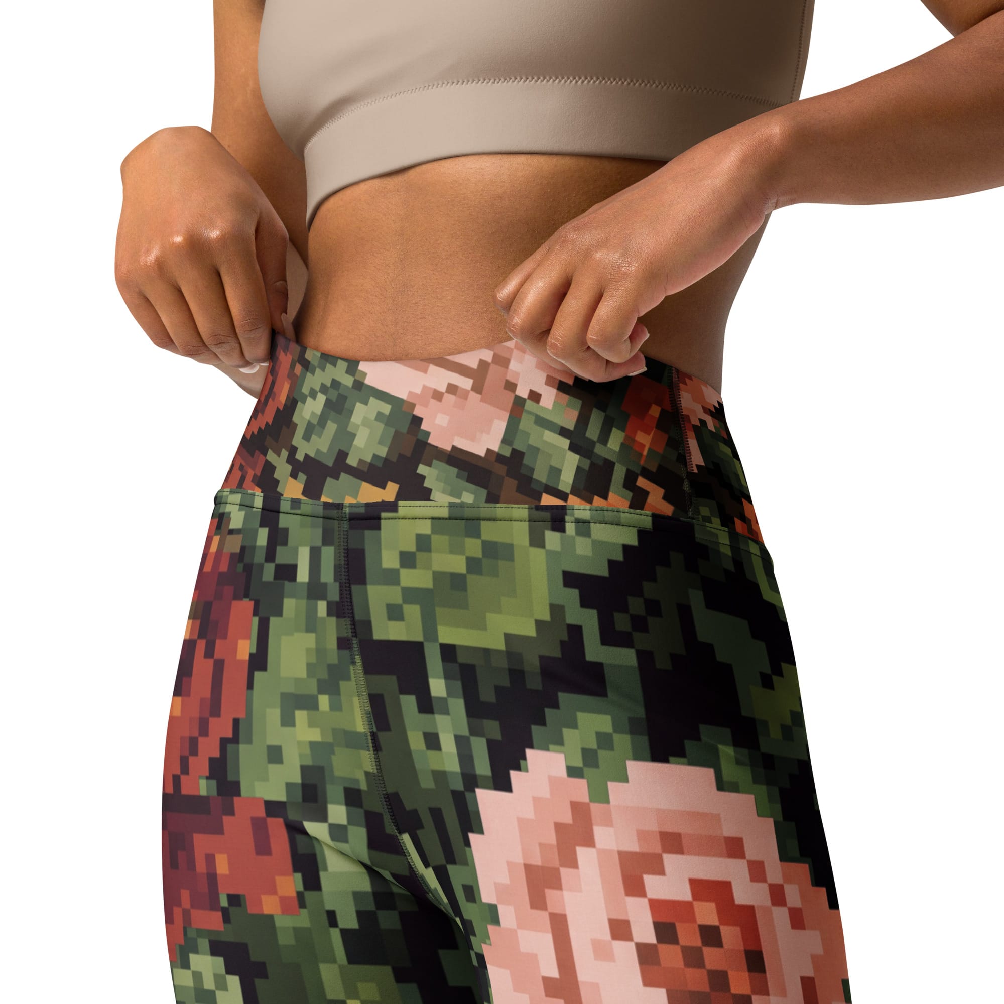 Pixel Floral Yoga Leggings