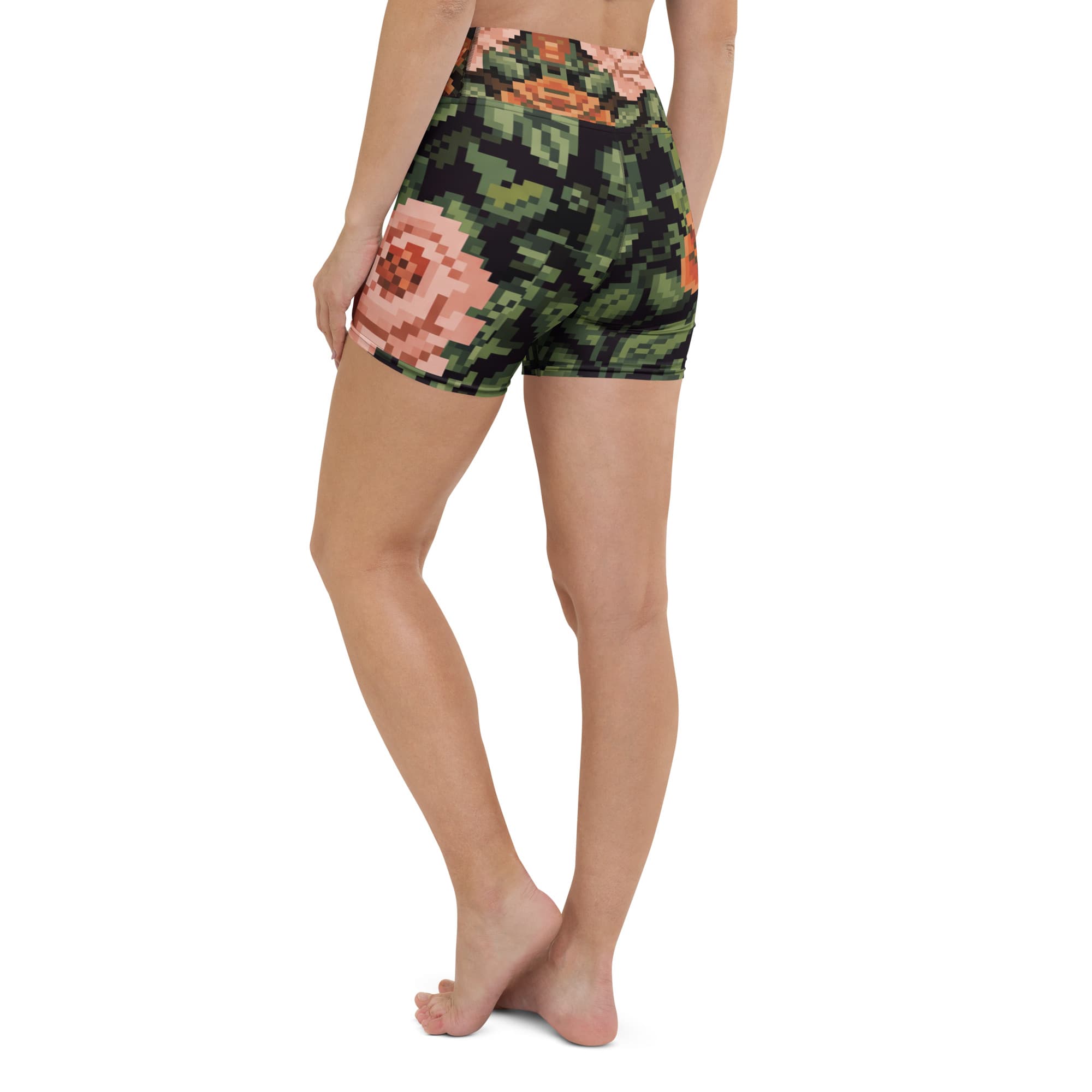 Pixel Floral Yoga Shorts