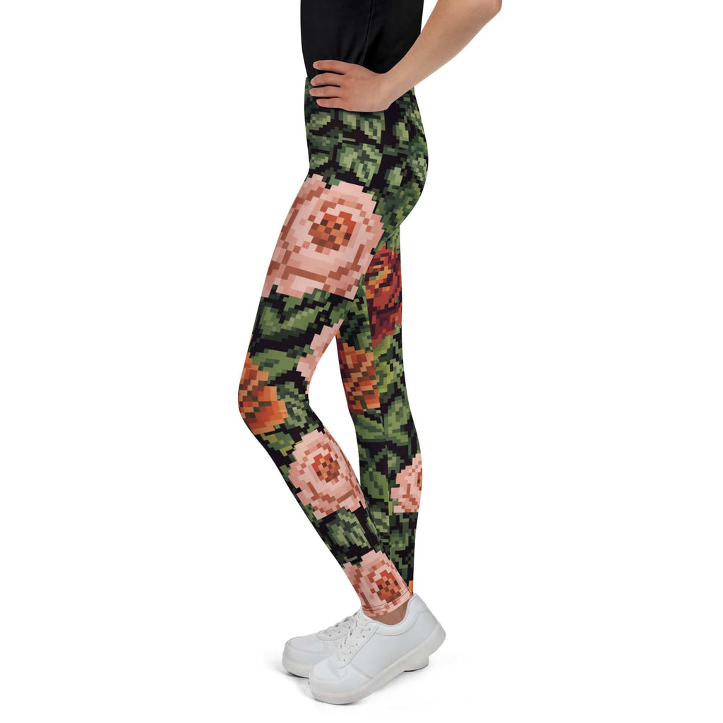 Pixel Floral Youth Leggings