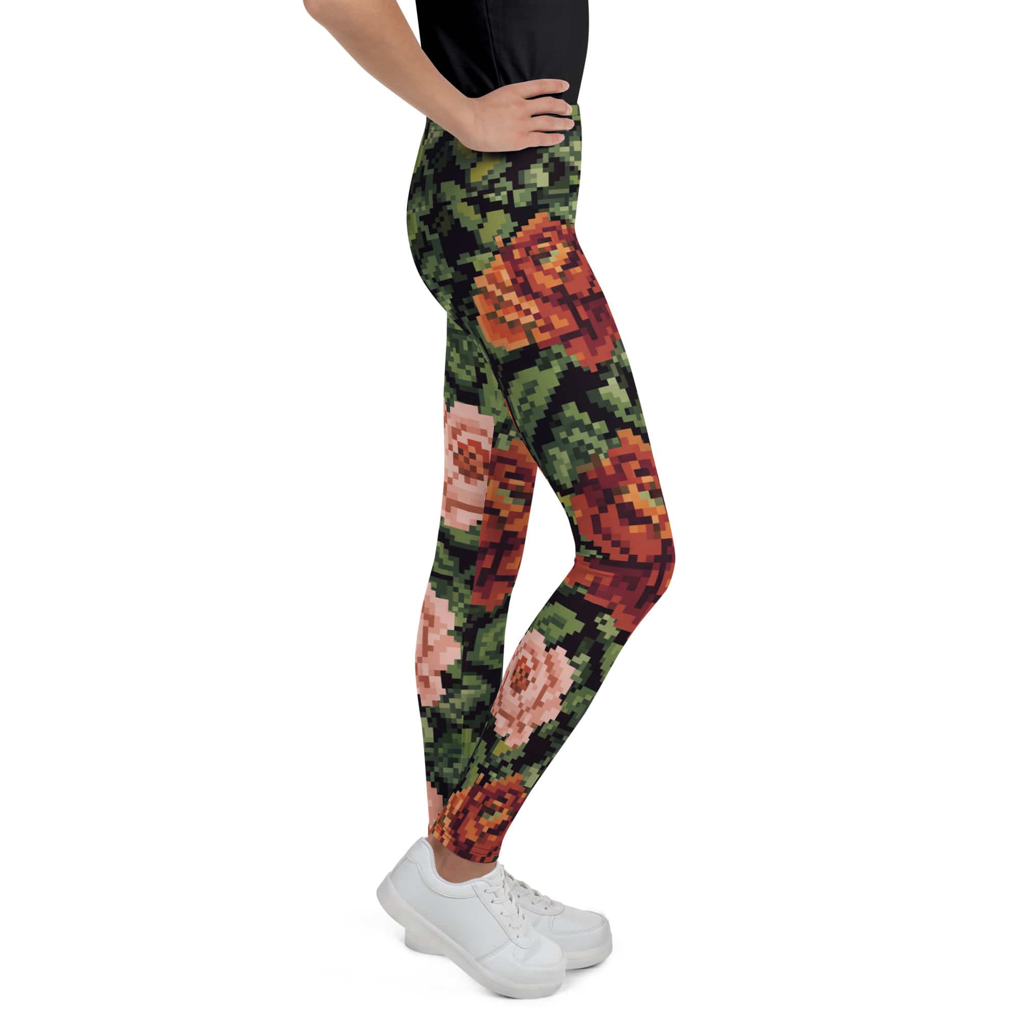 Pixel Floral Youth Leggings