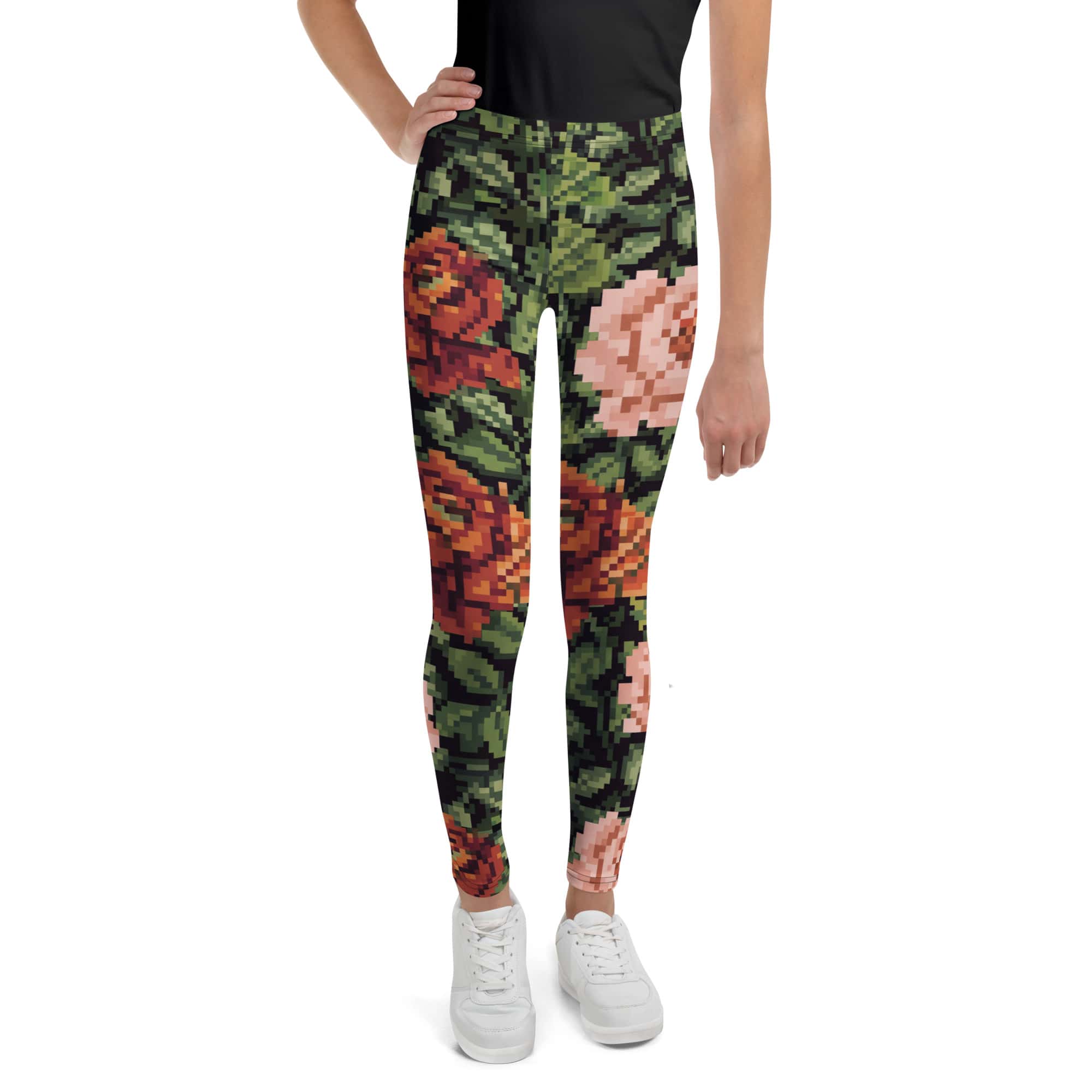 Pixel Floral Youth Leggings