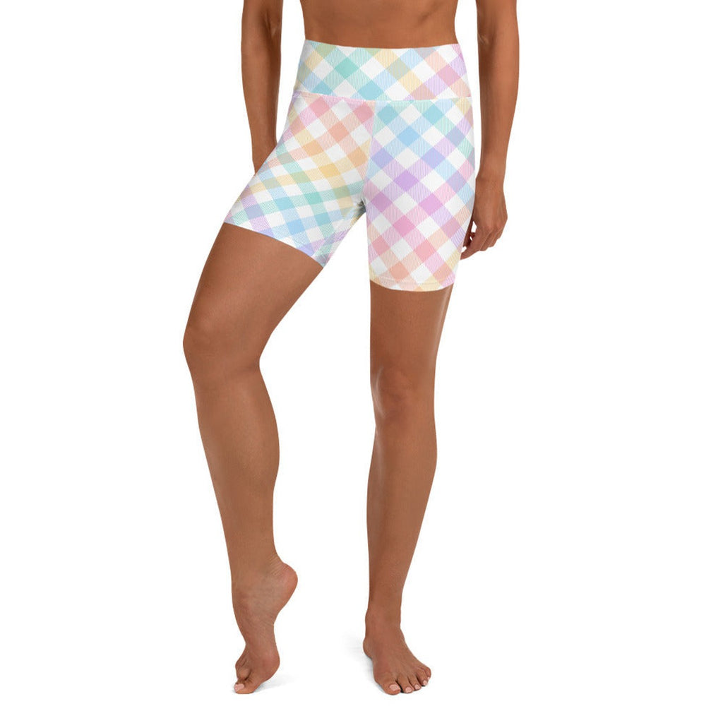 Plaid Easter Yoga Shorts
