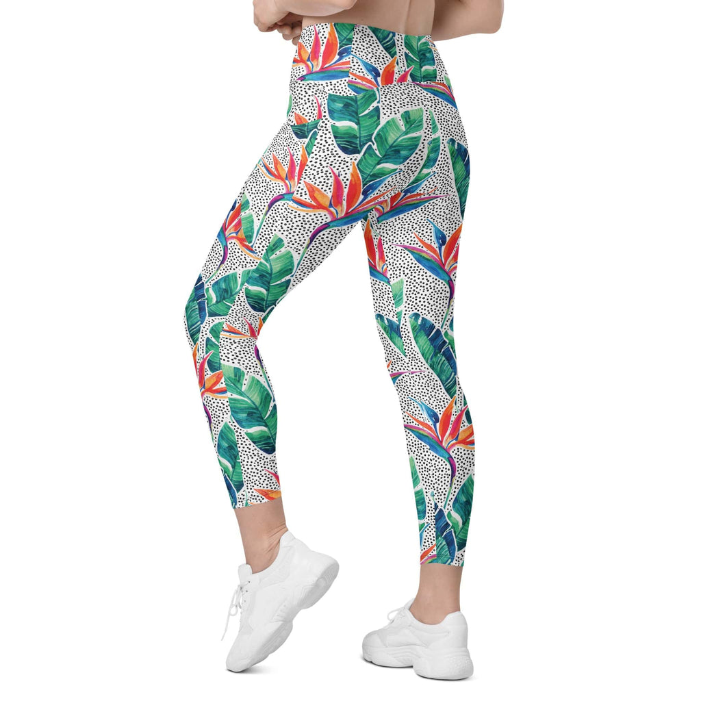 Polka Dot Floral Leggings With Pockets