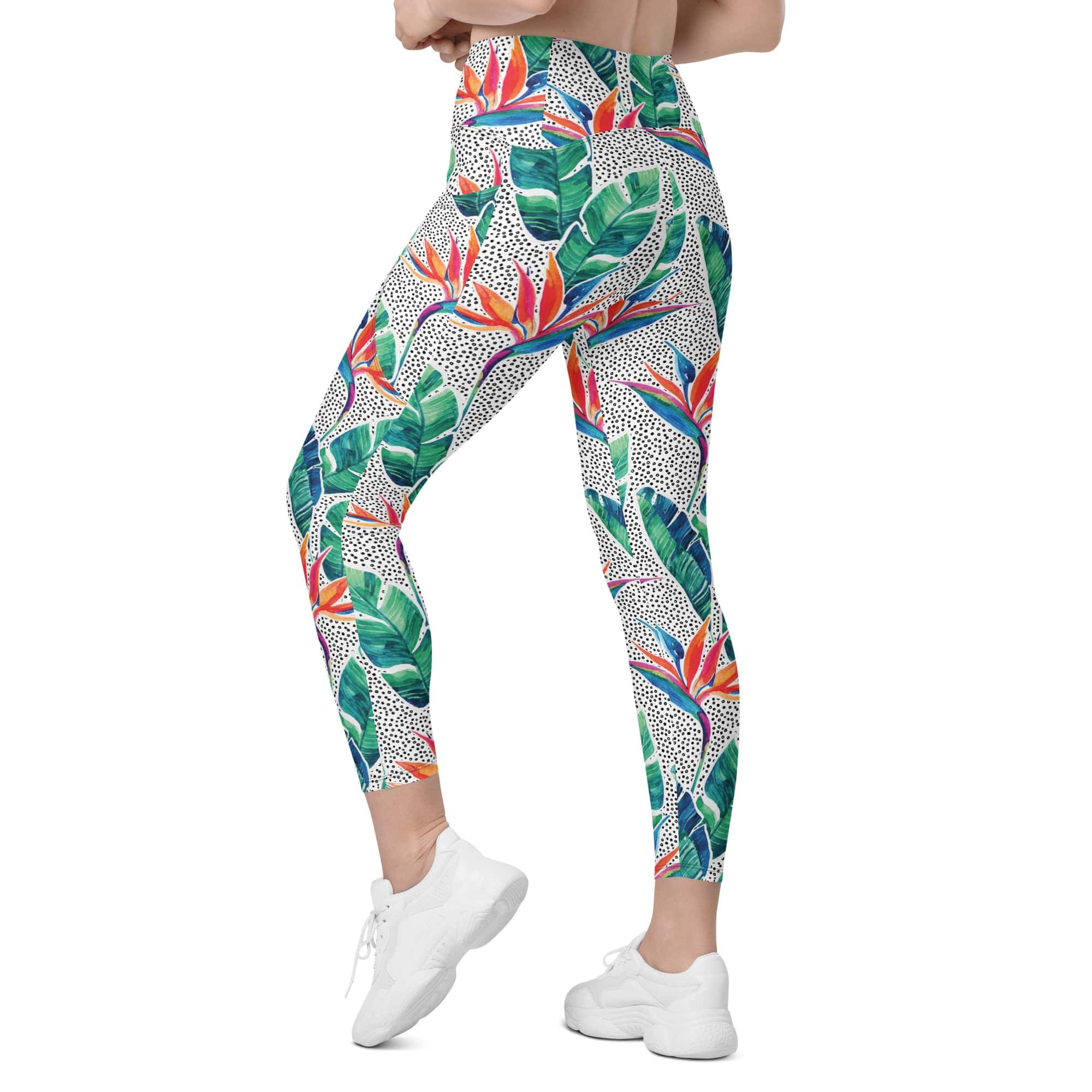 Polka Dot Floral Leggings With Pockets
