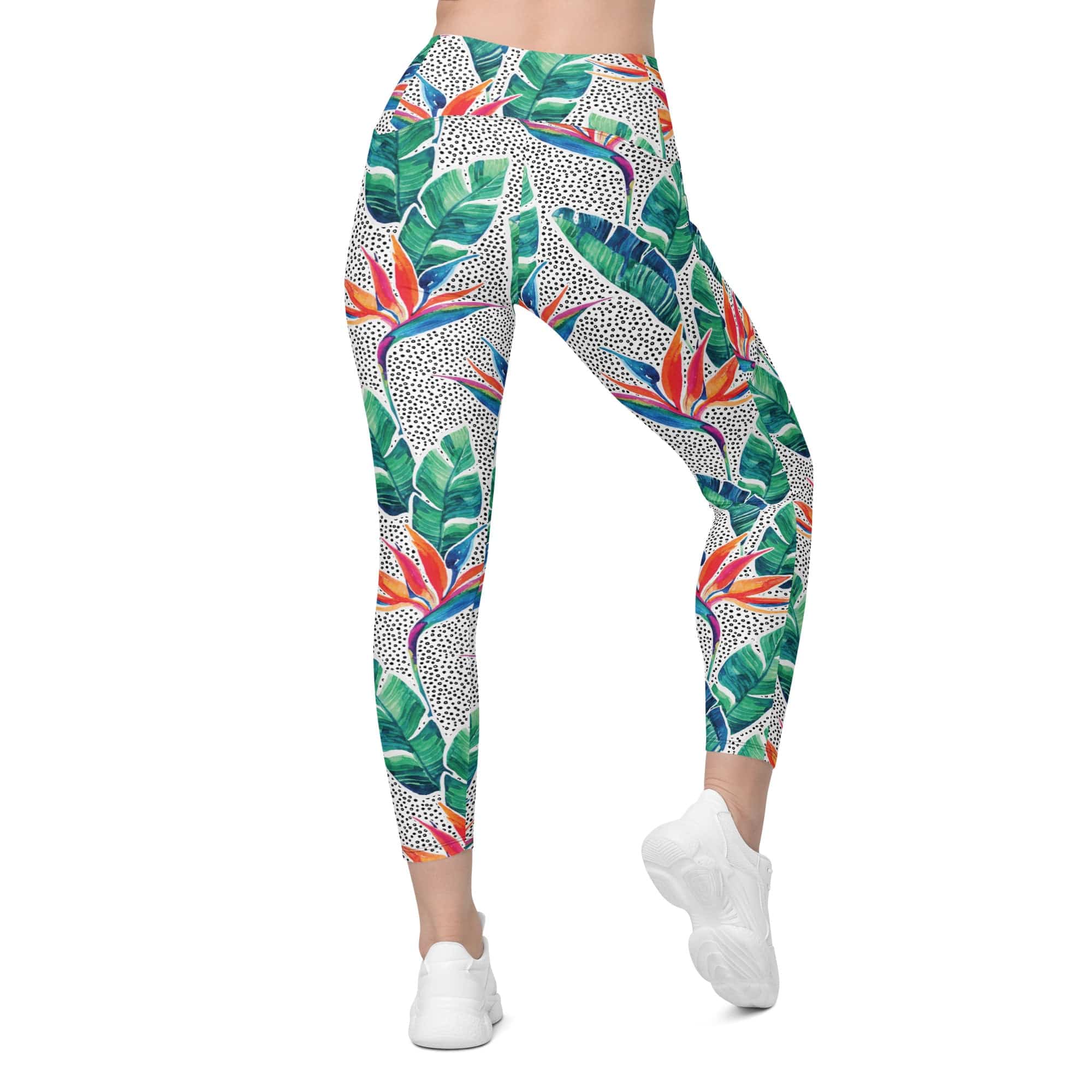 Polka Dot Floral Leggings With Pockets