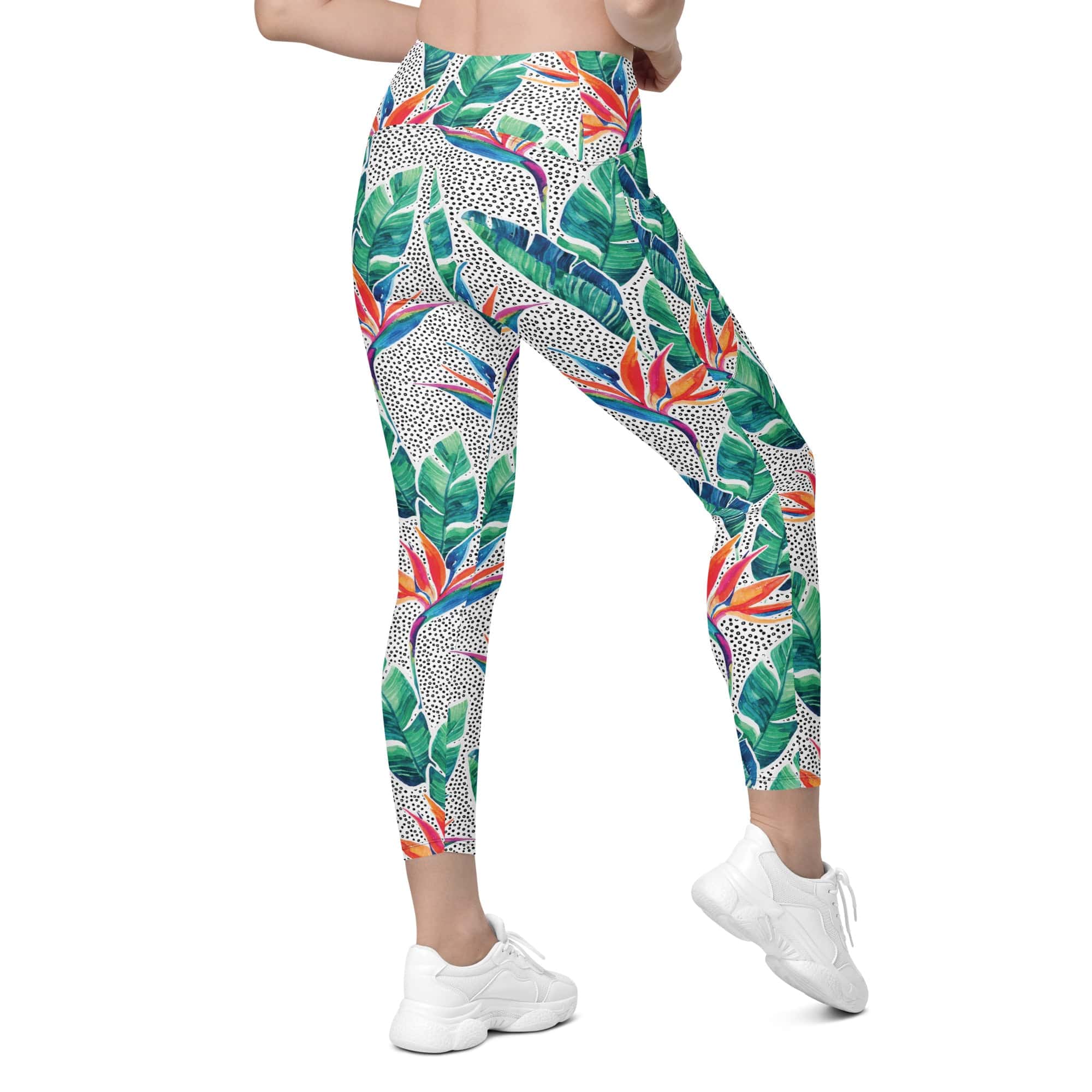 Polka Dot Floral Leggings With Pockets