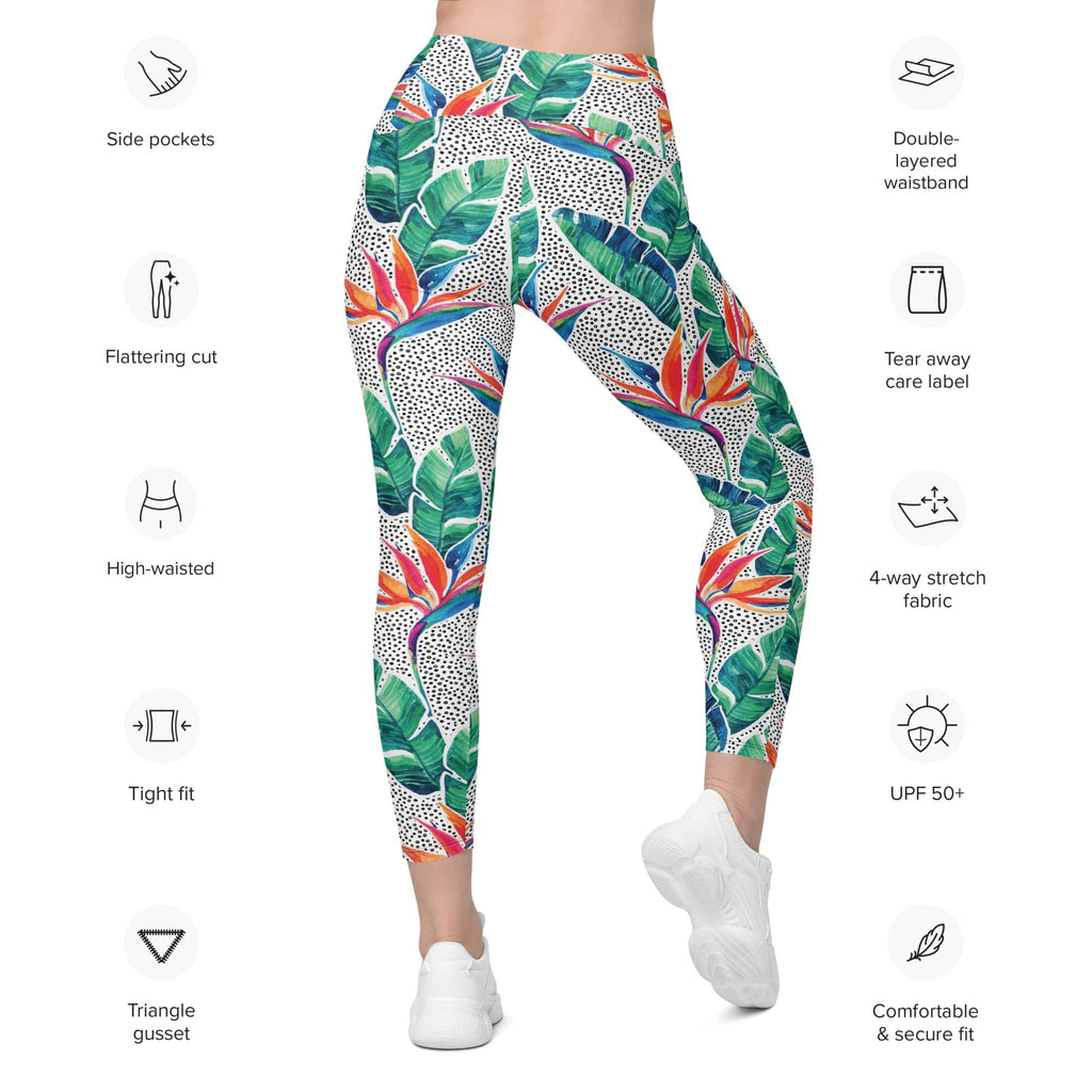 Polka Dot Floral Leggings With Pockets