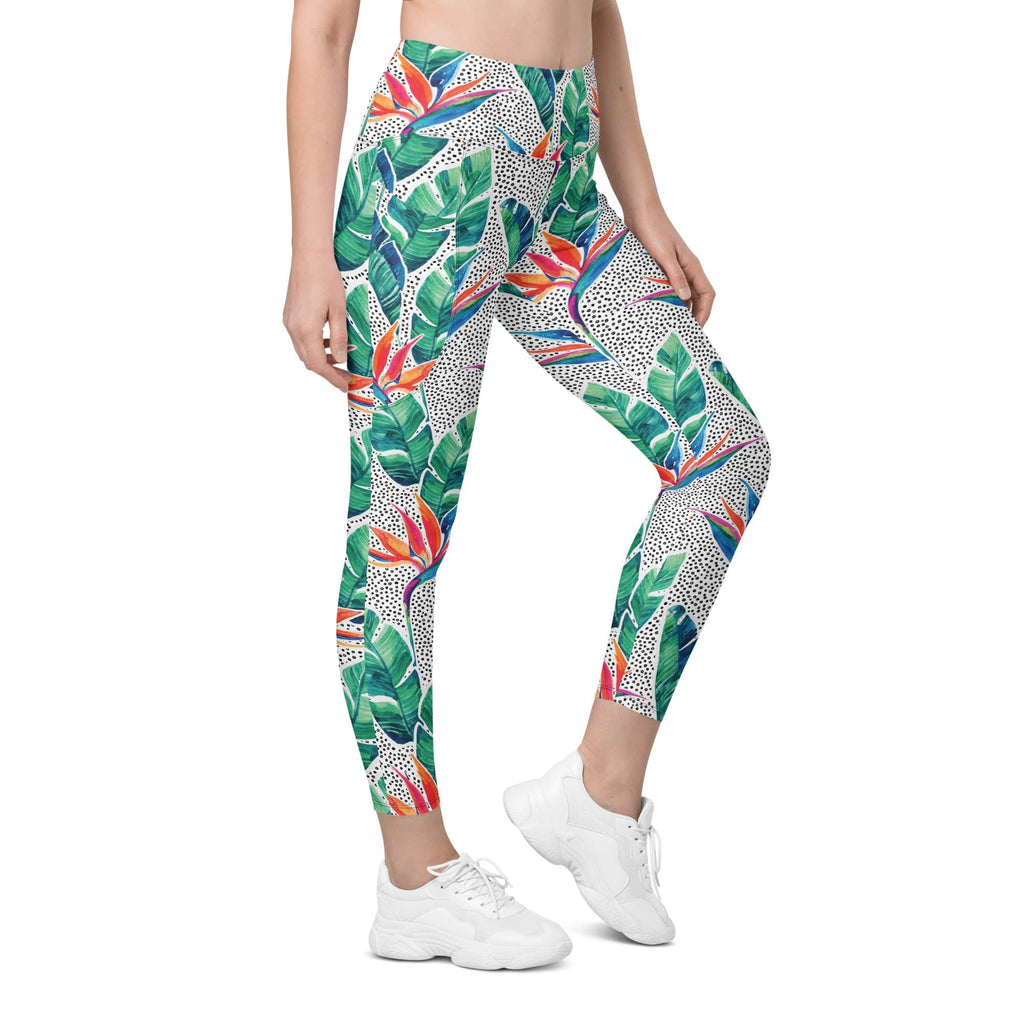 Polka Dot Floral Leggings With Pockets