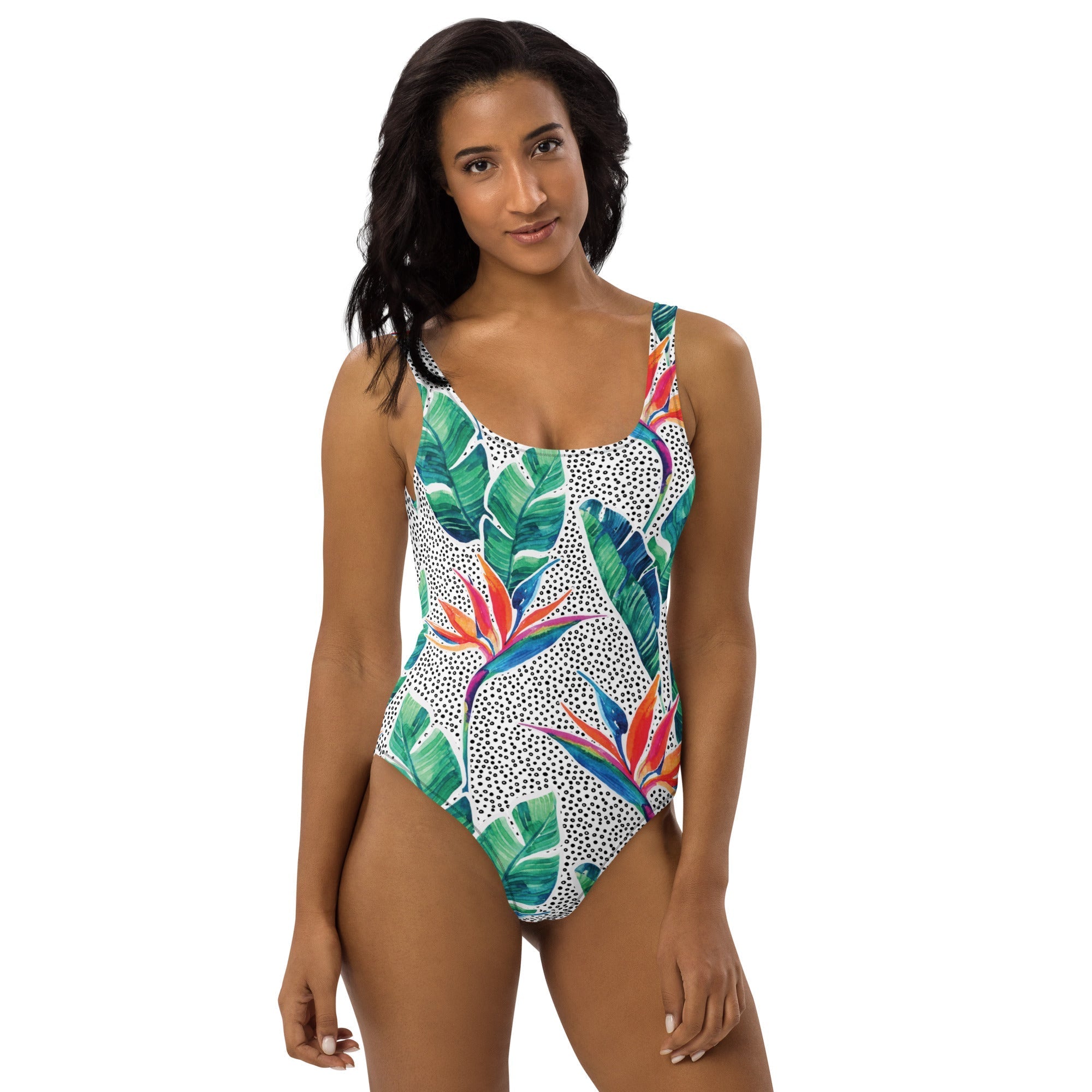 Polka Dot Floral One-Piece Swimsuit