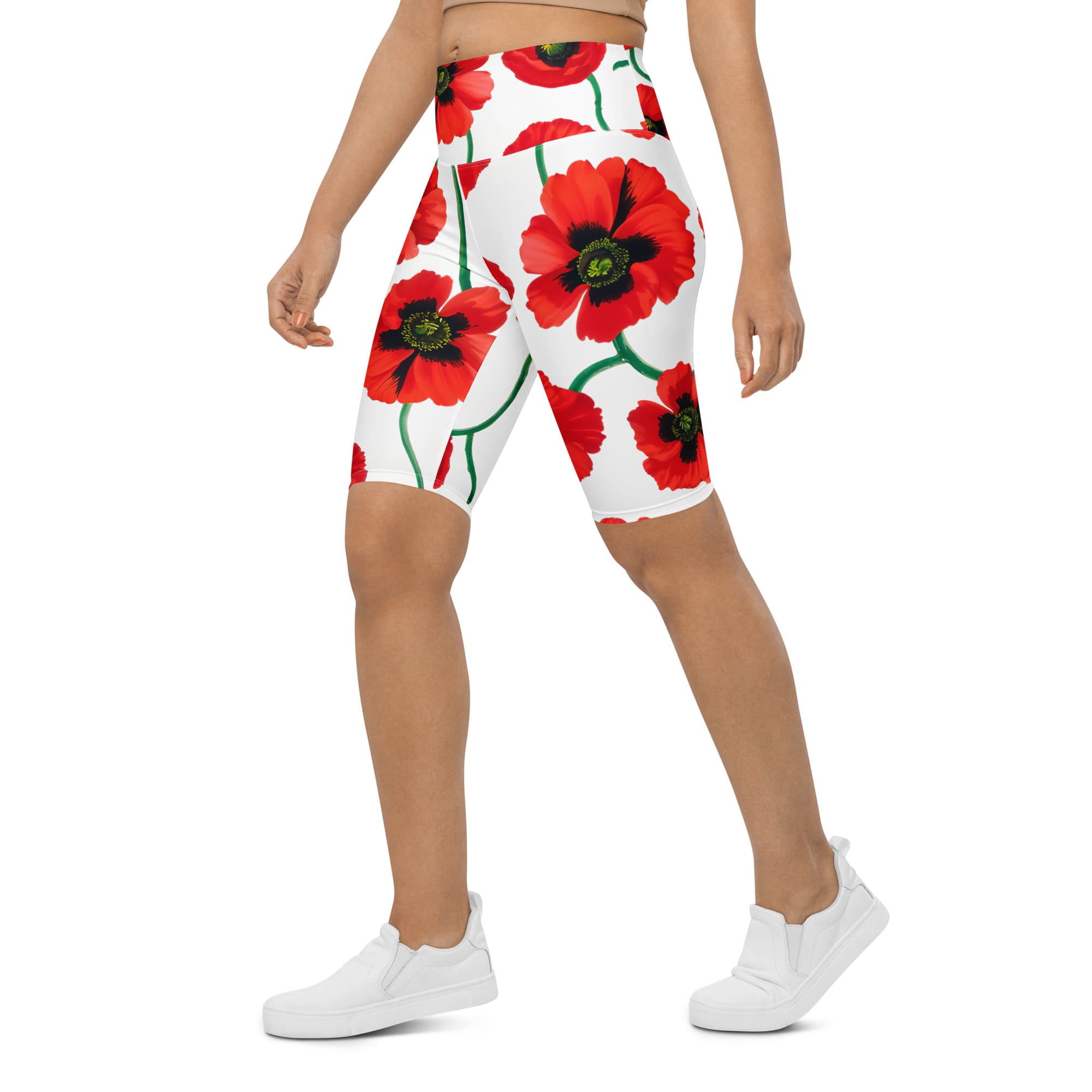 Poppy Print Biker Shorts