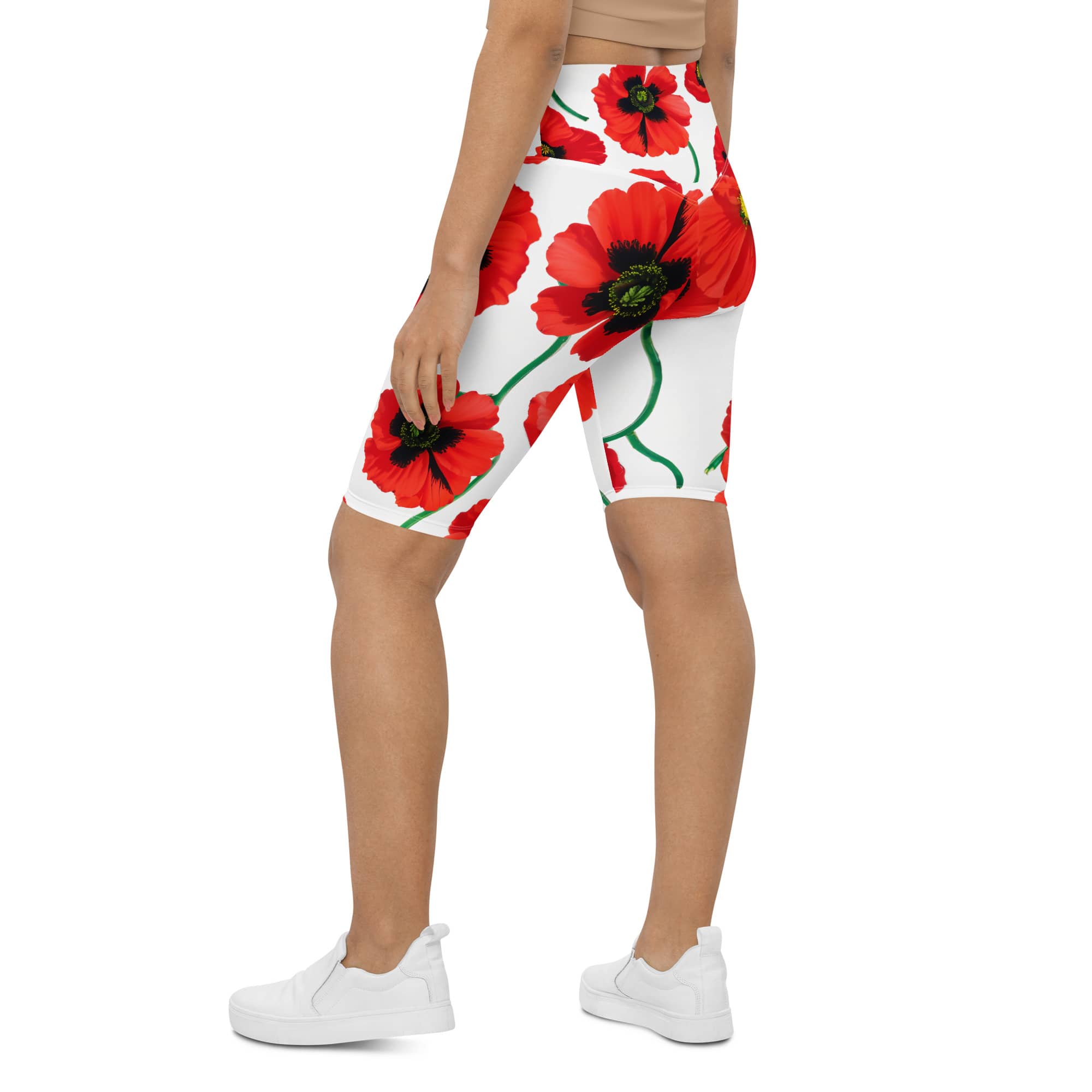 Poppy Print Biker Shorts