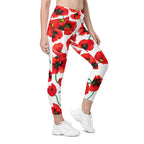 Poppy Print Crossover Leggings With Pockets