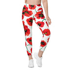 Poppy Print Leggings With Pockets