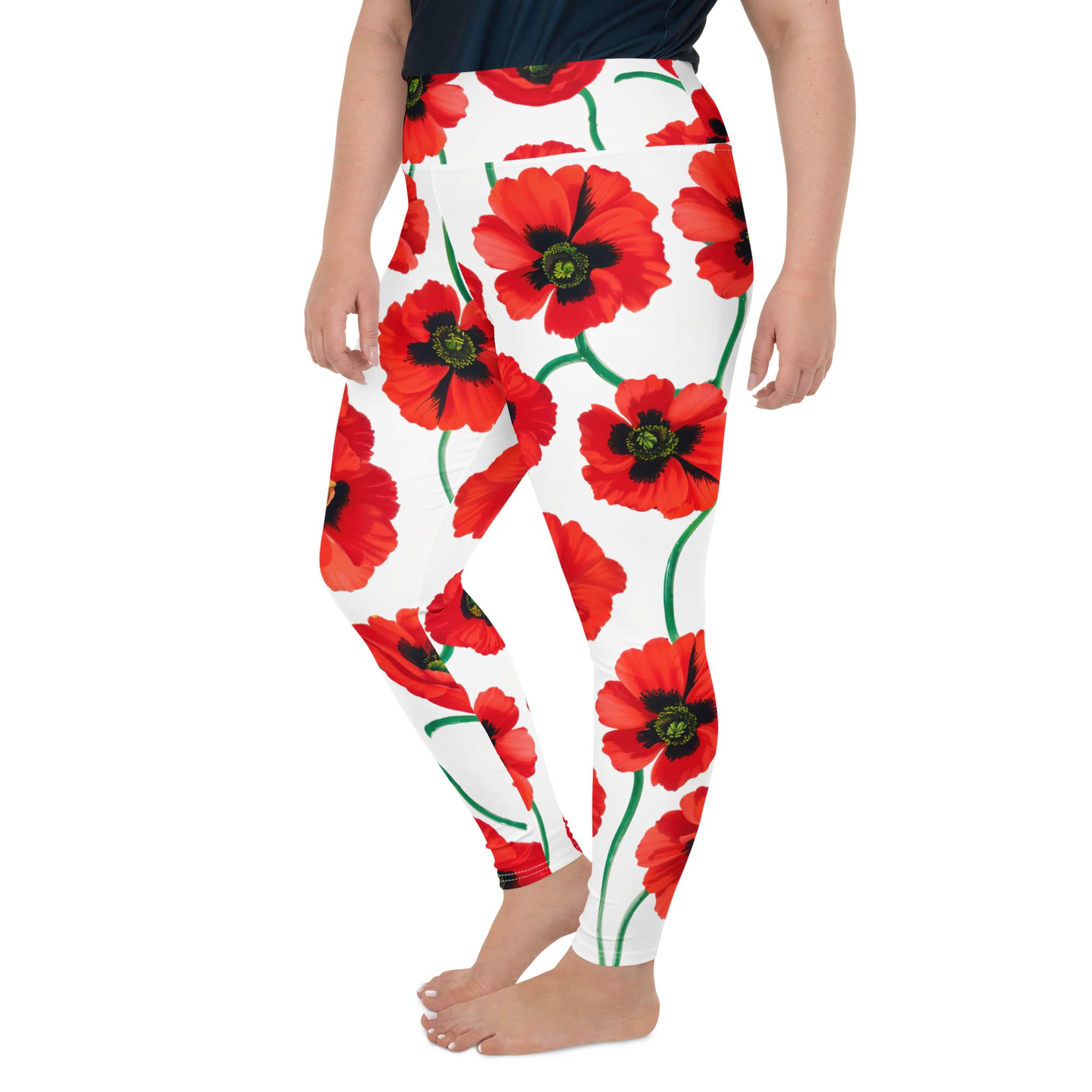 Poppy Print Plus Size Leggings