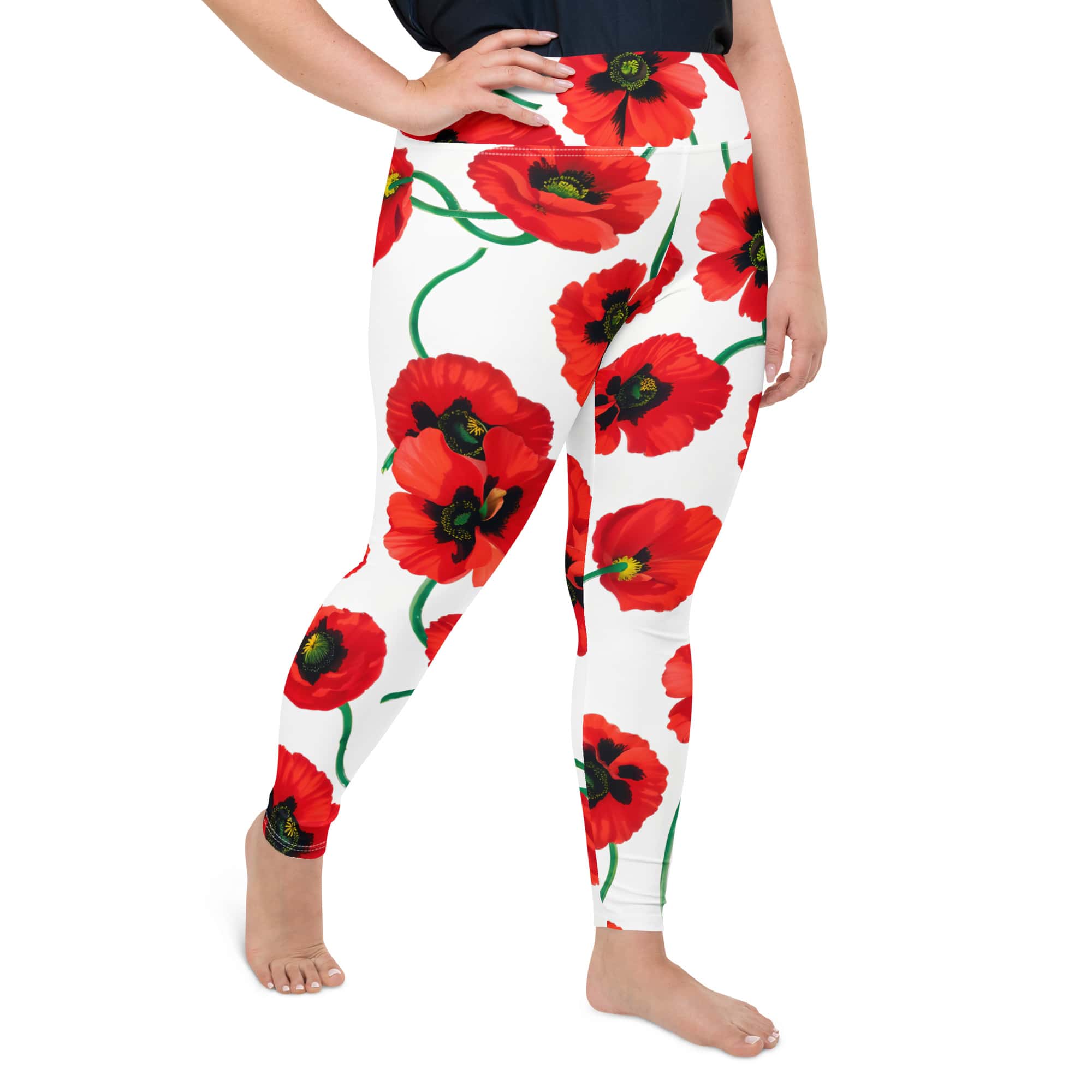 Poppy Print Plus Size Leggings