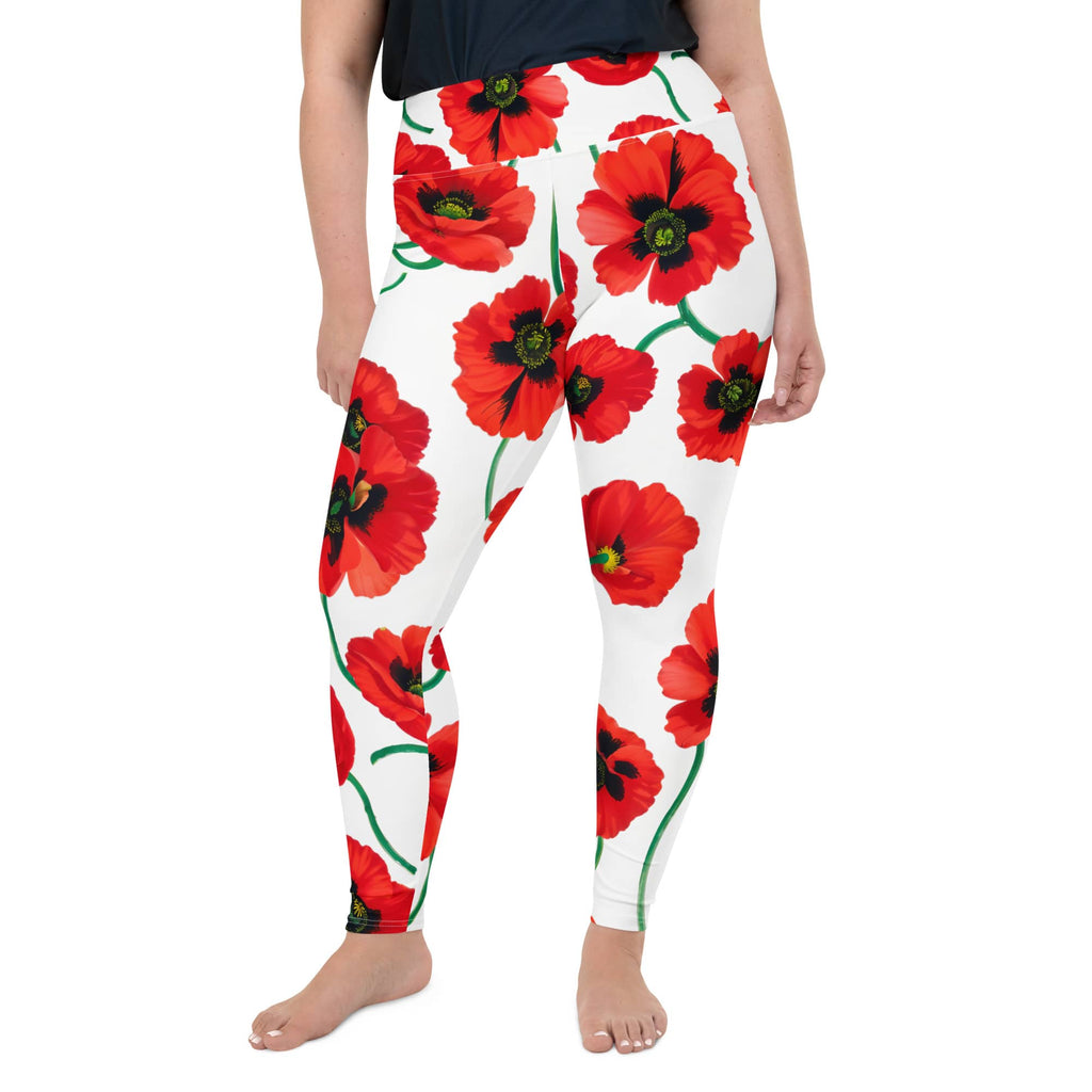 Poppy Print Plus Size Leggings