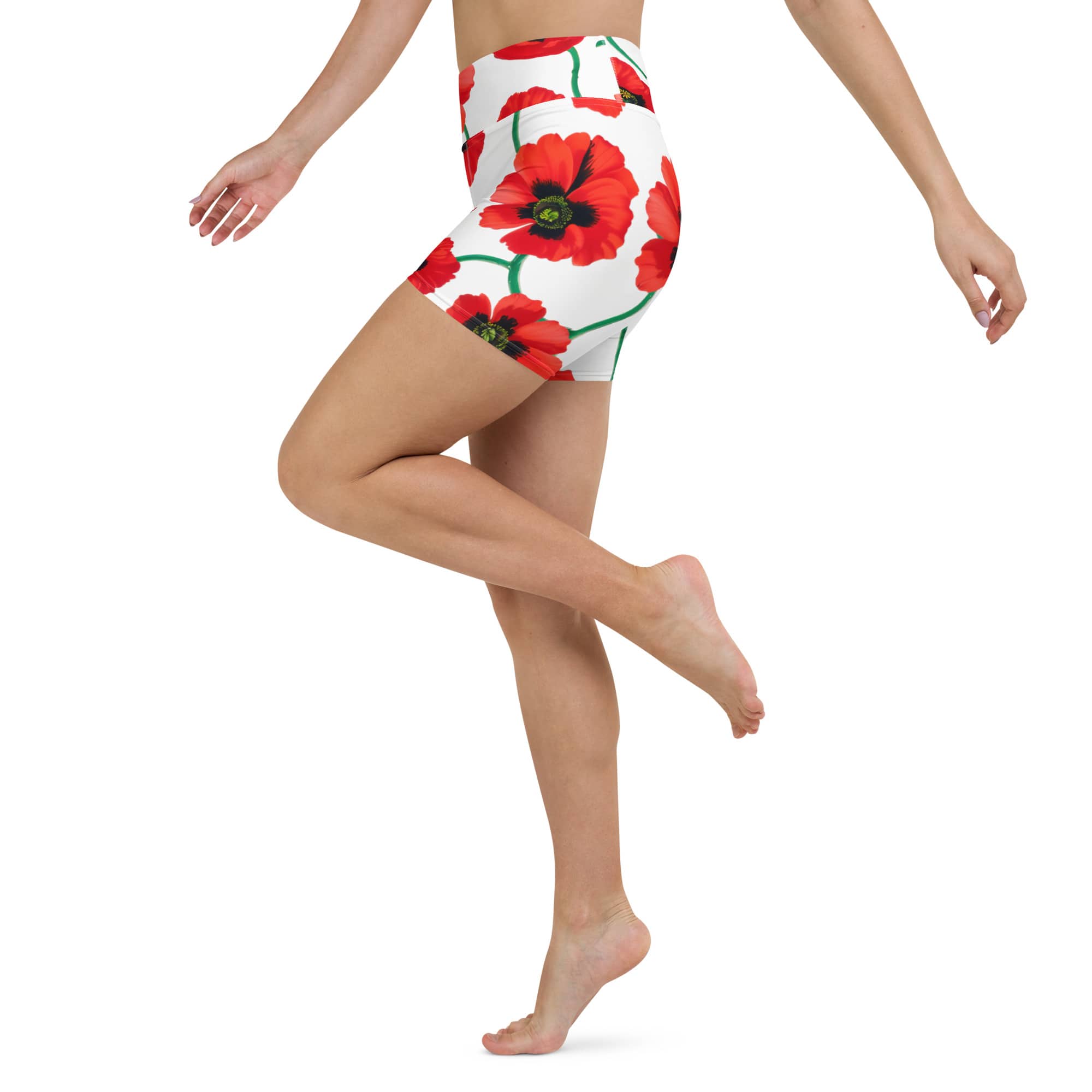 Poppy Print Yoga Shorts